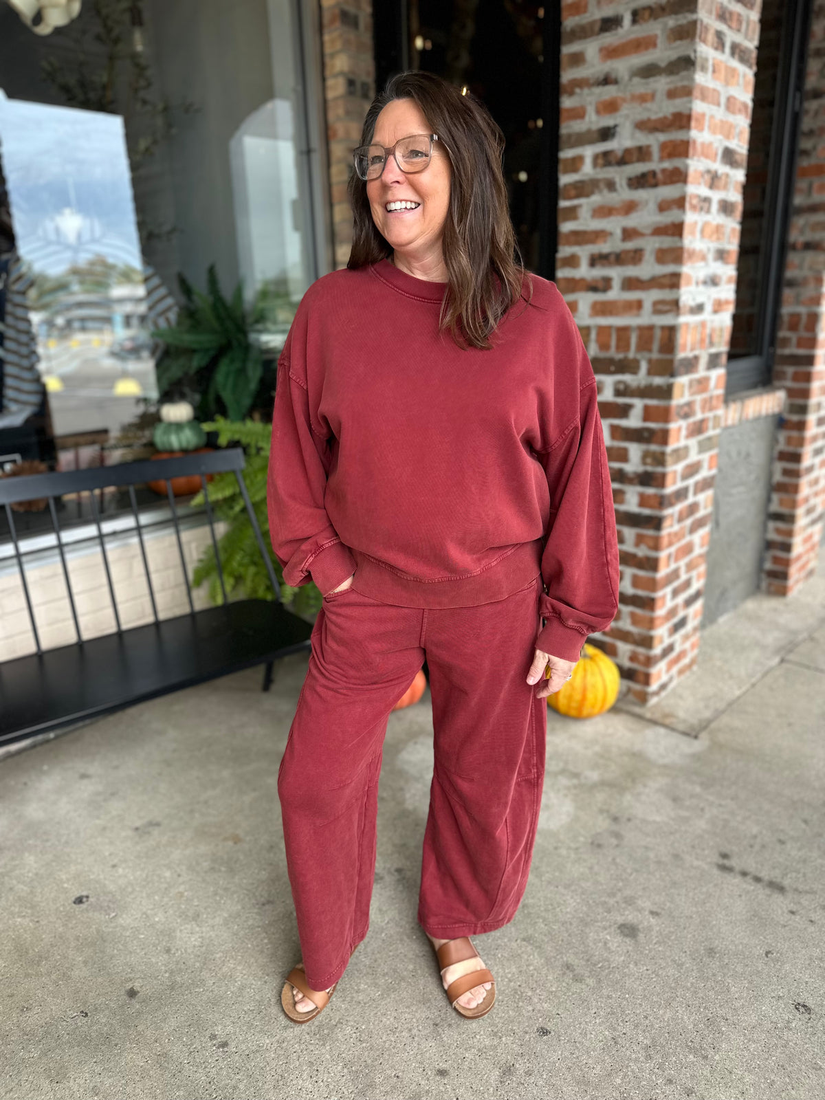 Crimson Mineral Washed Pullover