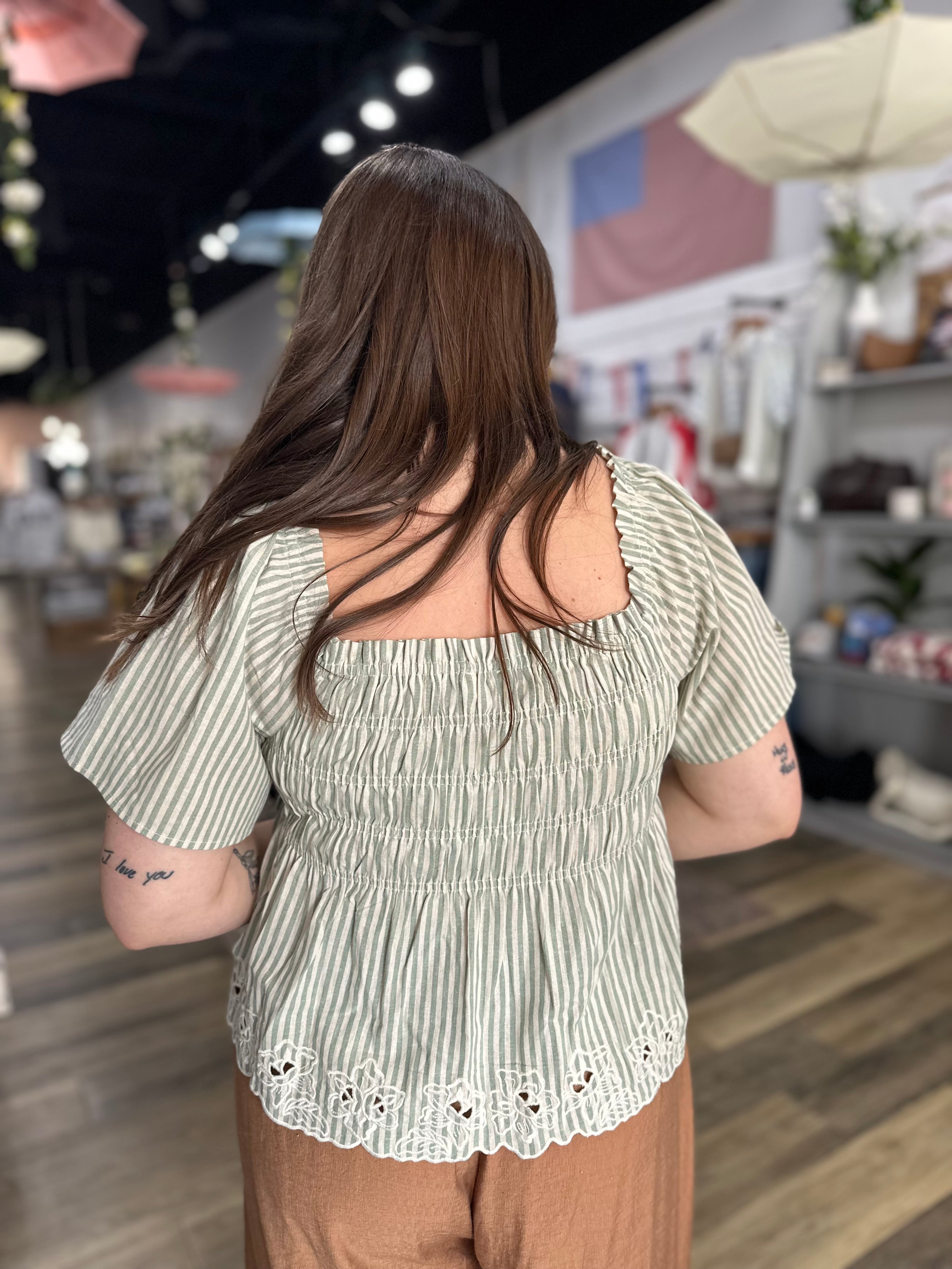 Sage Square Neck Top