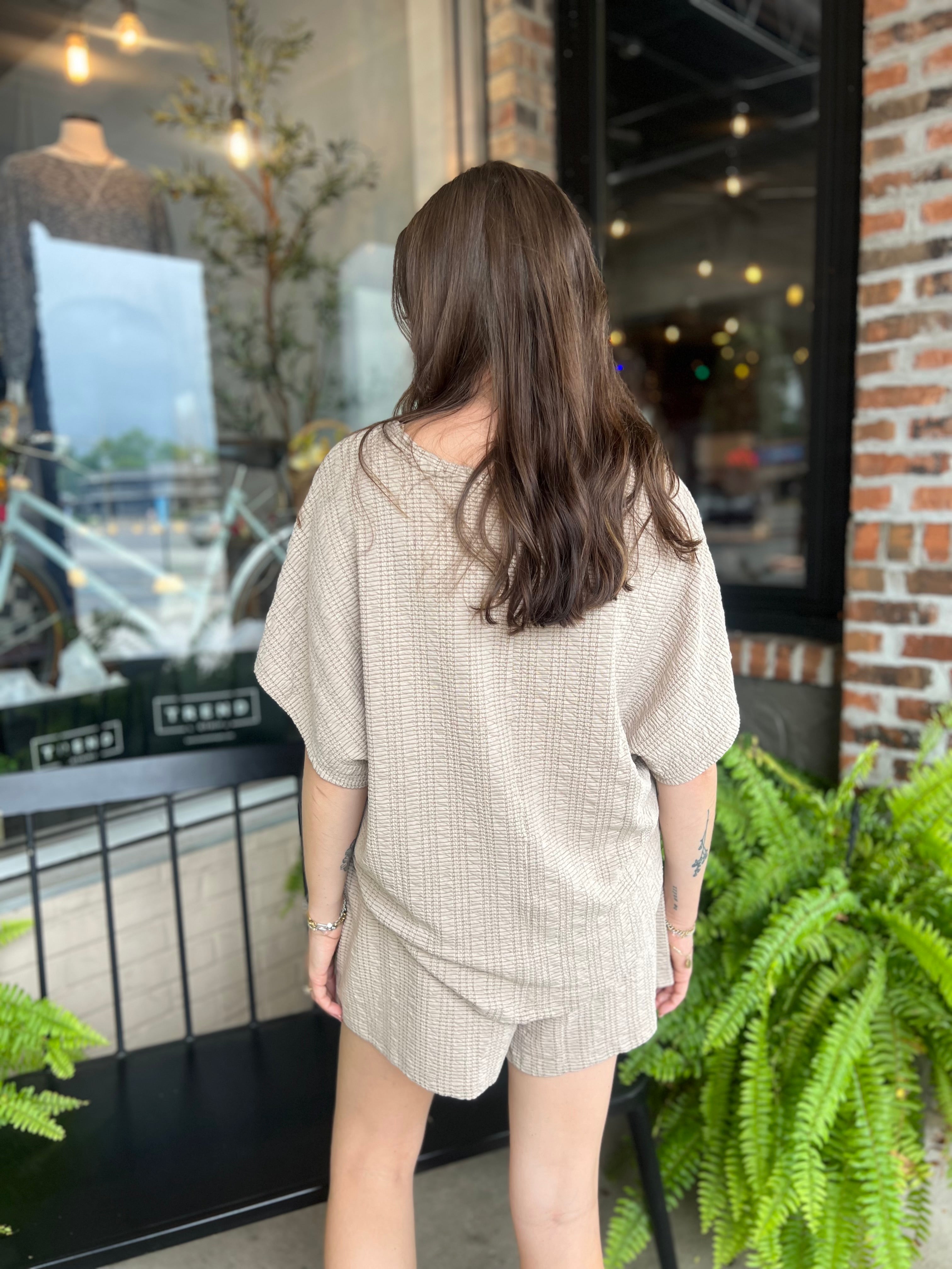 Taupe Textured Knit Top