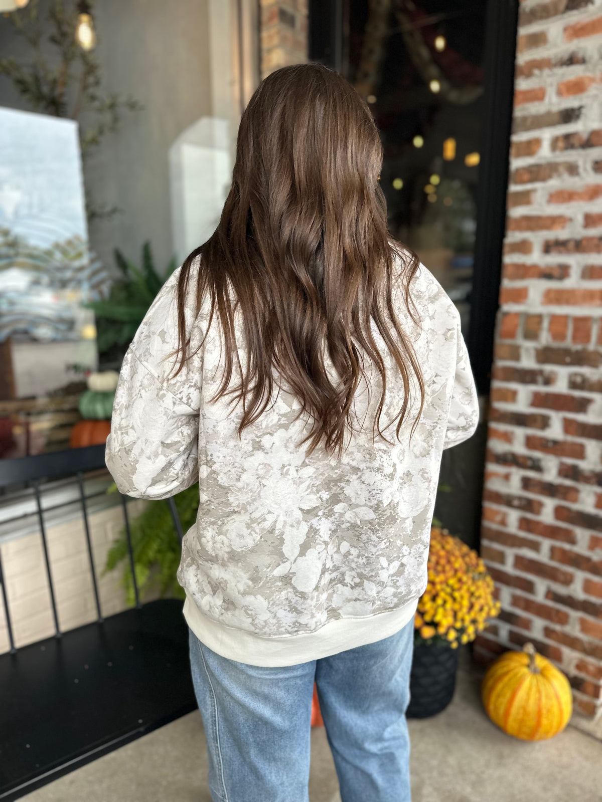 Grey Floral Wash Boxy Top - FINAL SALE