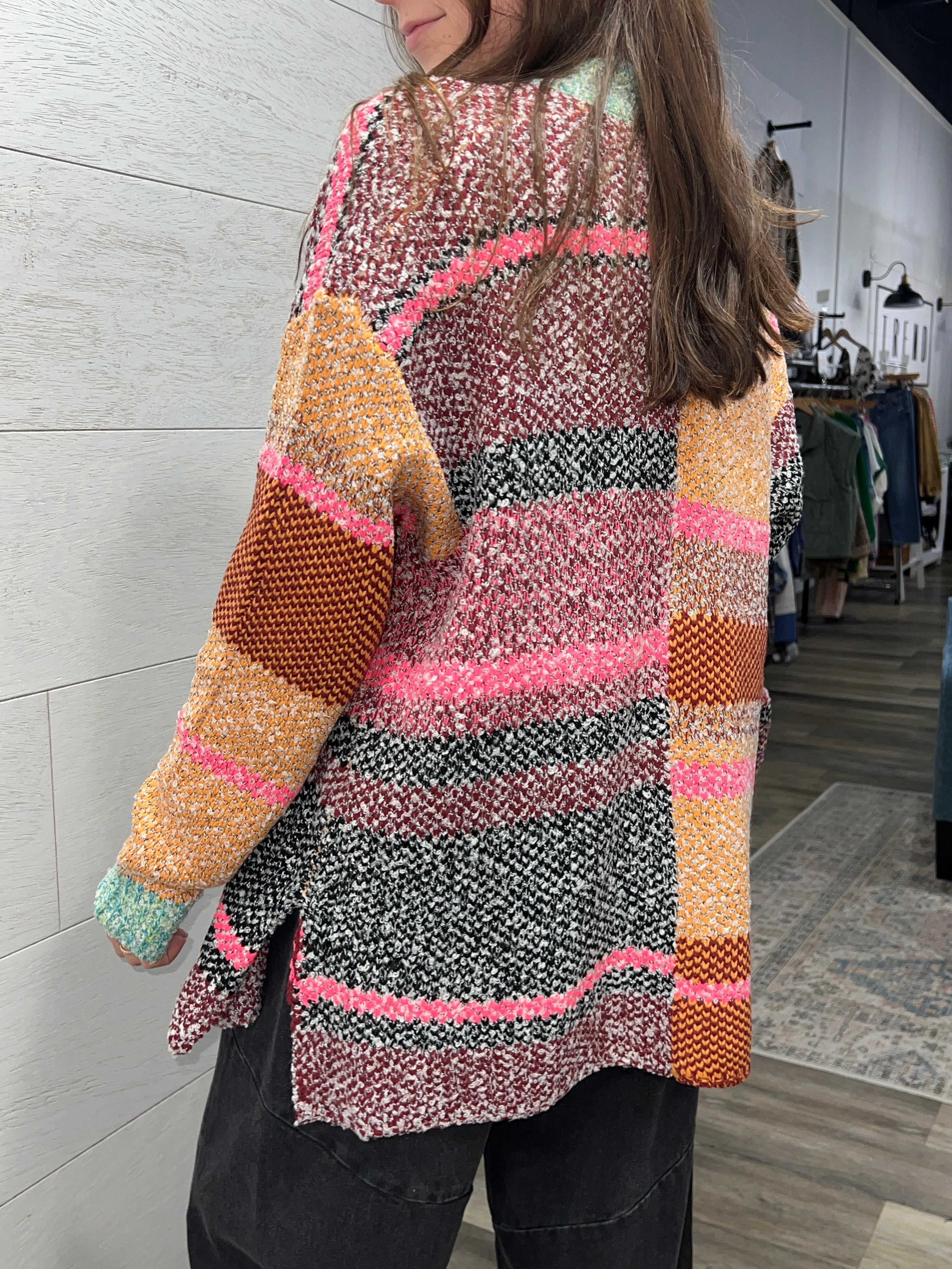 Multicolor Abstract Cardigan