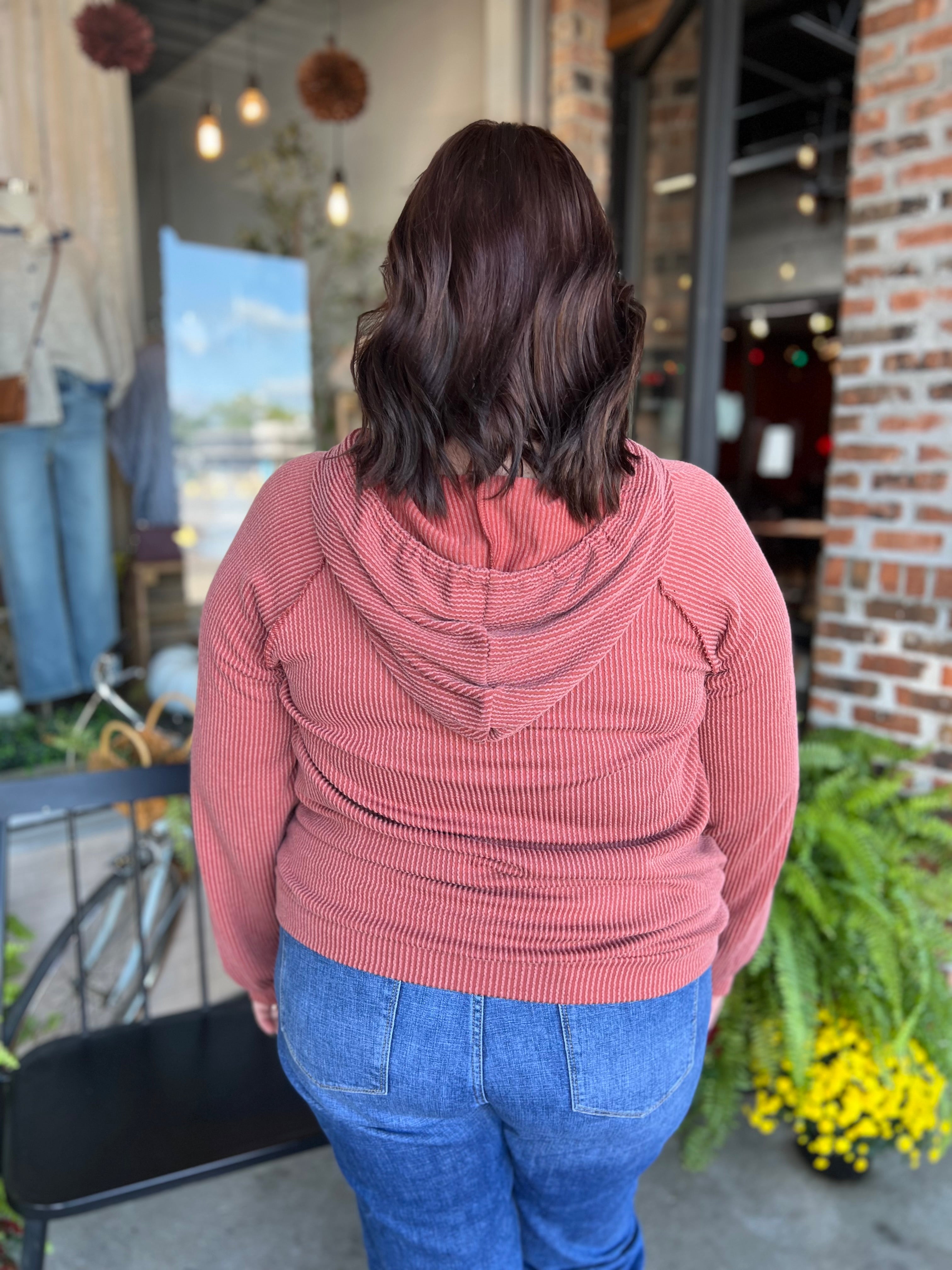 Plus Cinnamon Ribbed Hoodie