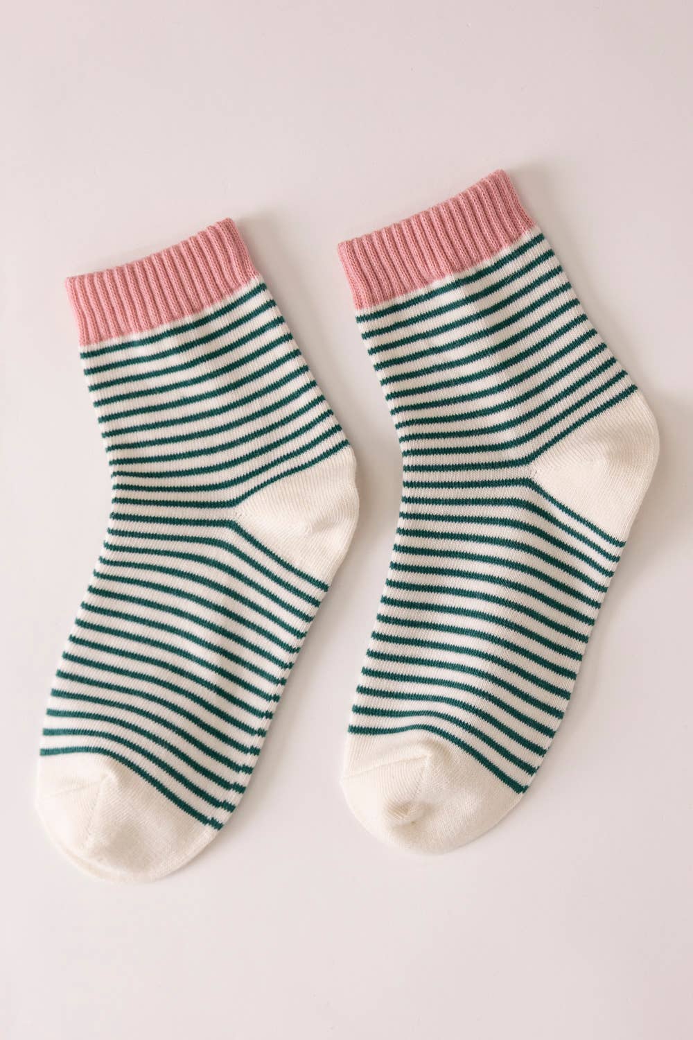 Green Striped Ankle Socks