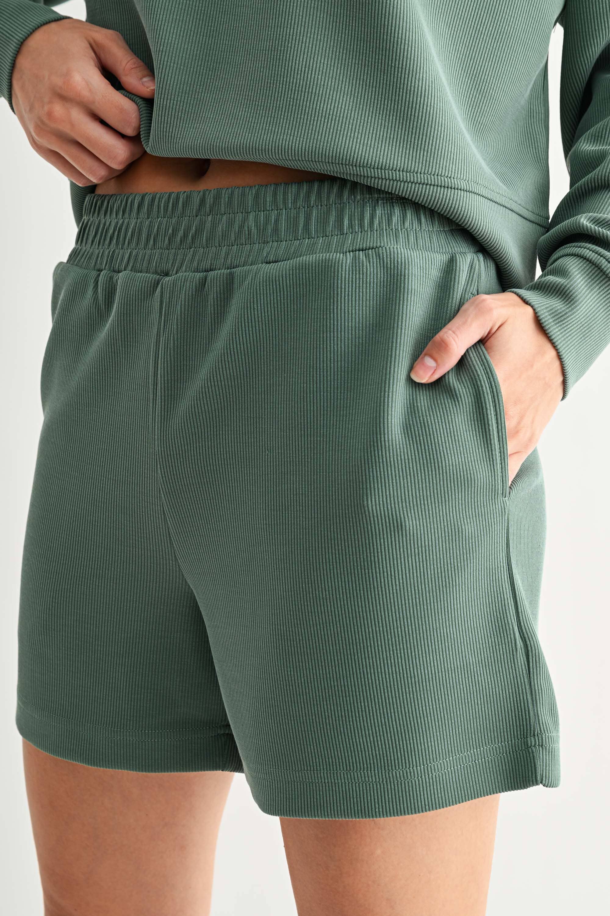 Green Sand Wash Rib Lounge Shorts