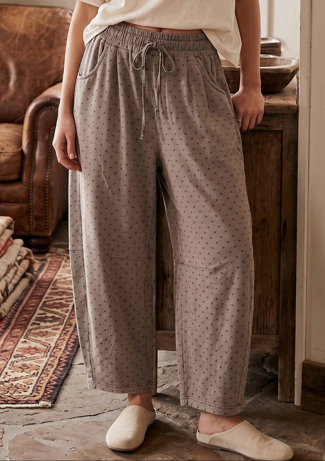Dot Printed Barrel Lounge Pants