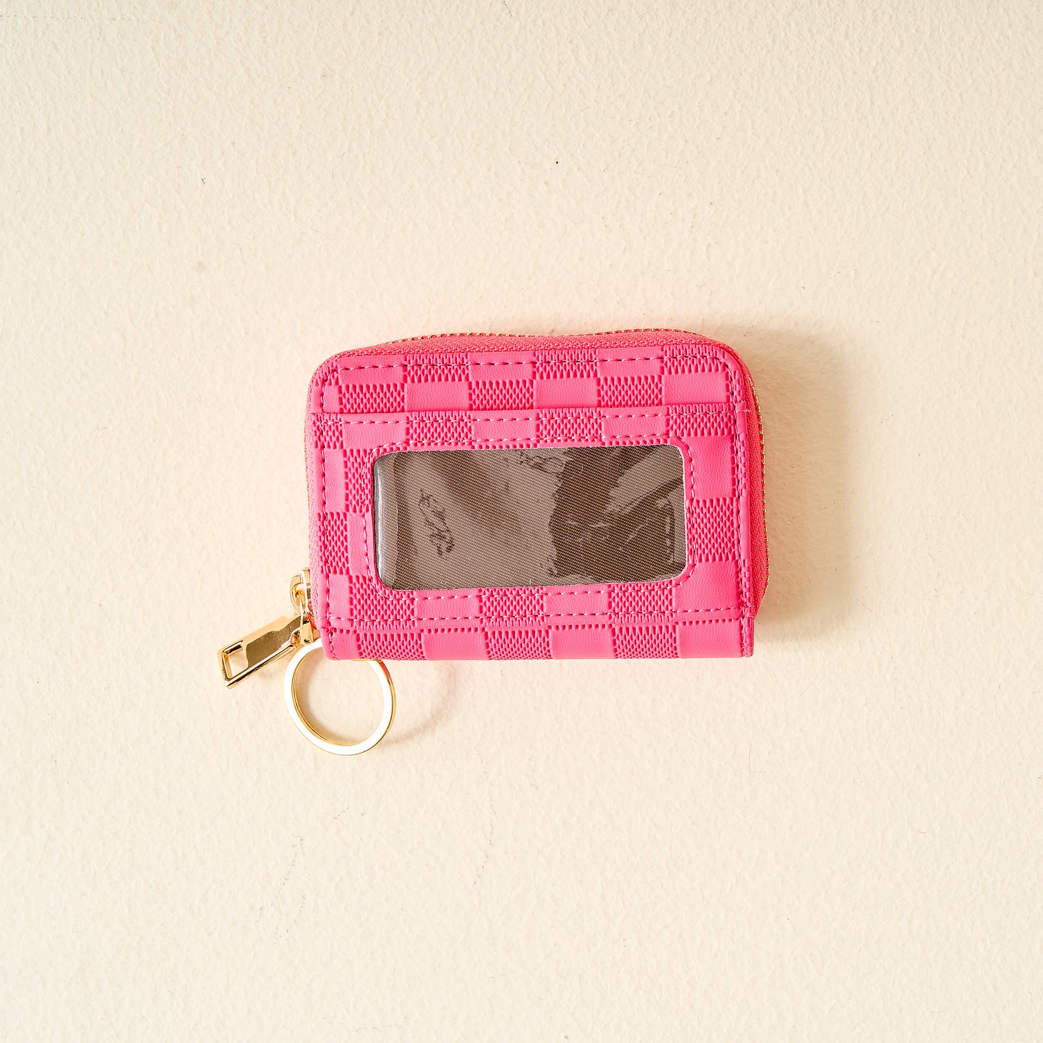 Zip Around Wallet-Hot Pink Check