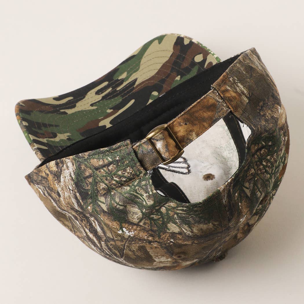 Flying Mallard Embroidered Cap with Leaf Print