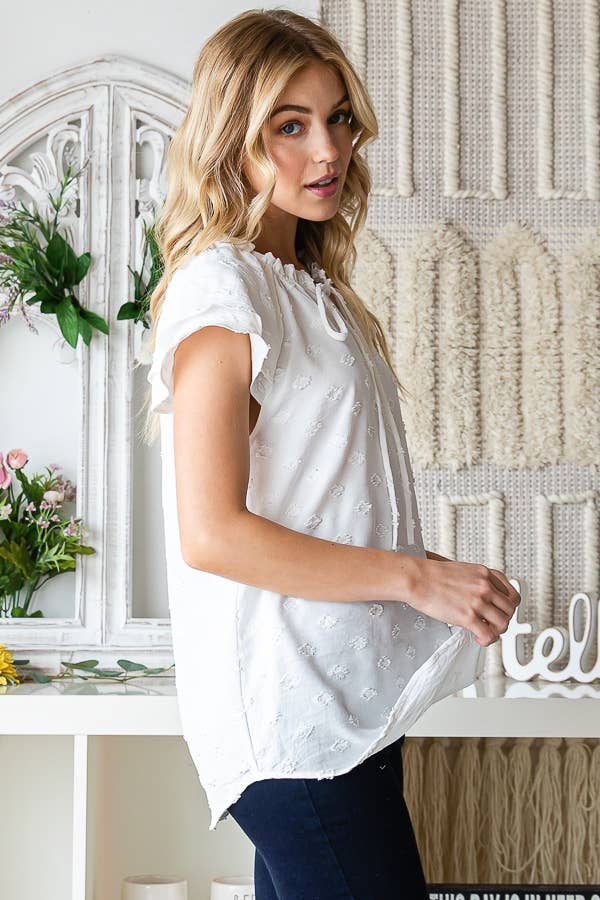 White Ruffle Tie Blouse - FINAL SALE