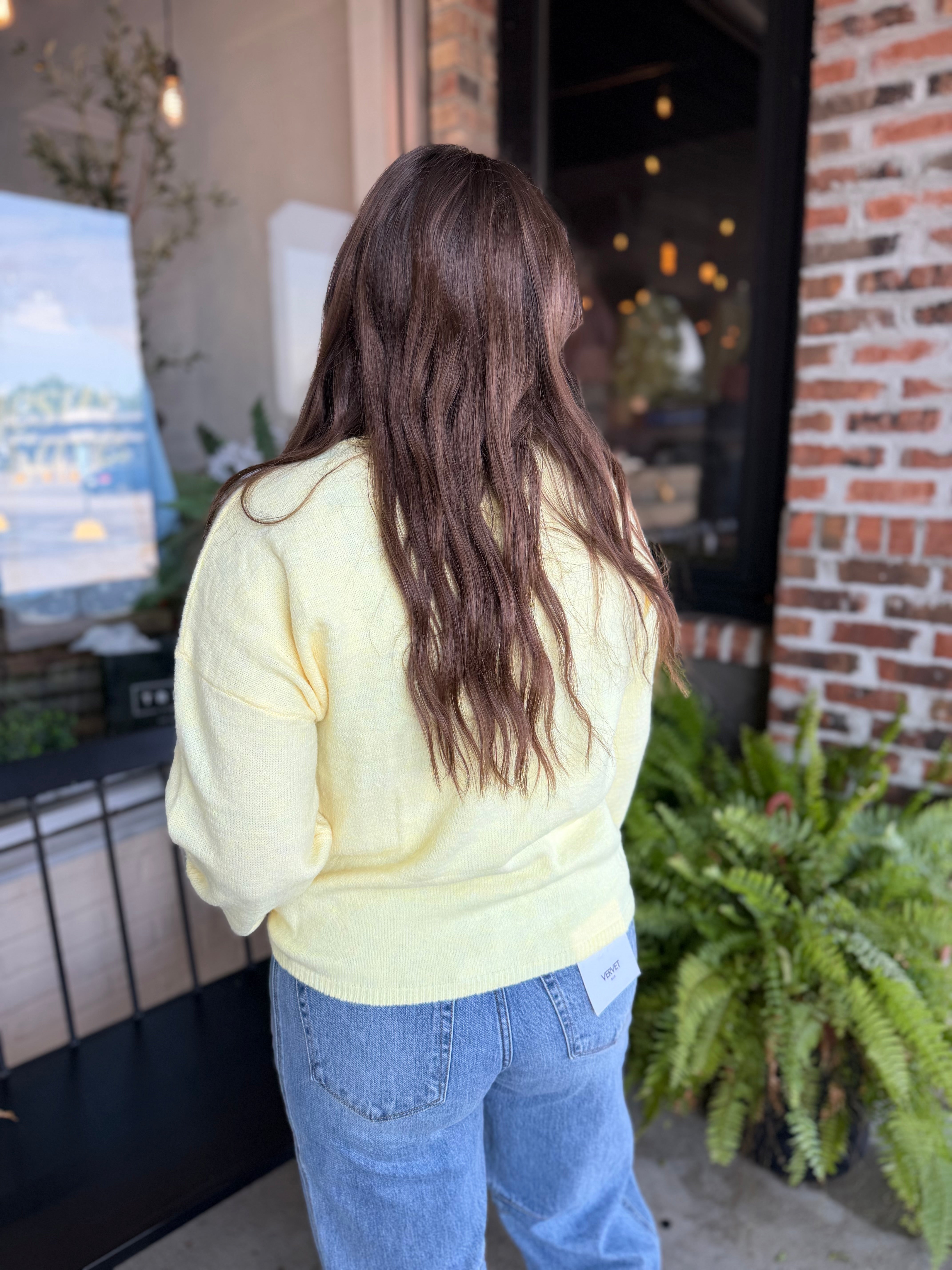 Yellow Button Down Cardigan Top