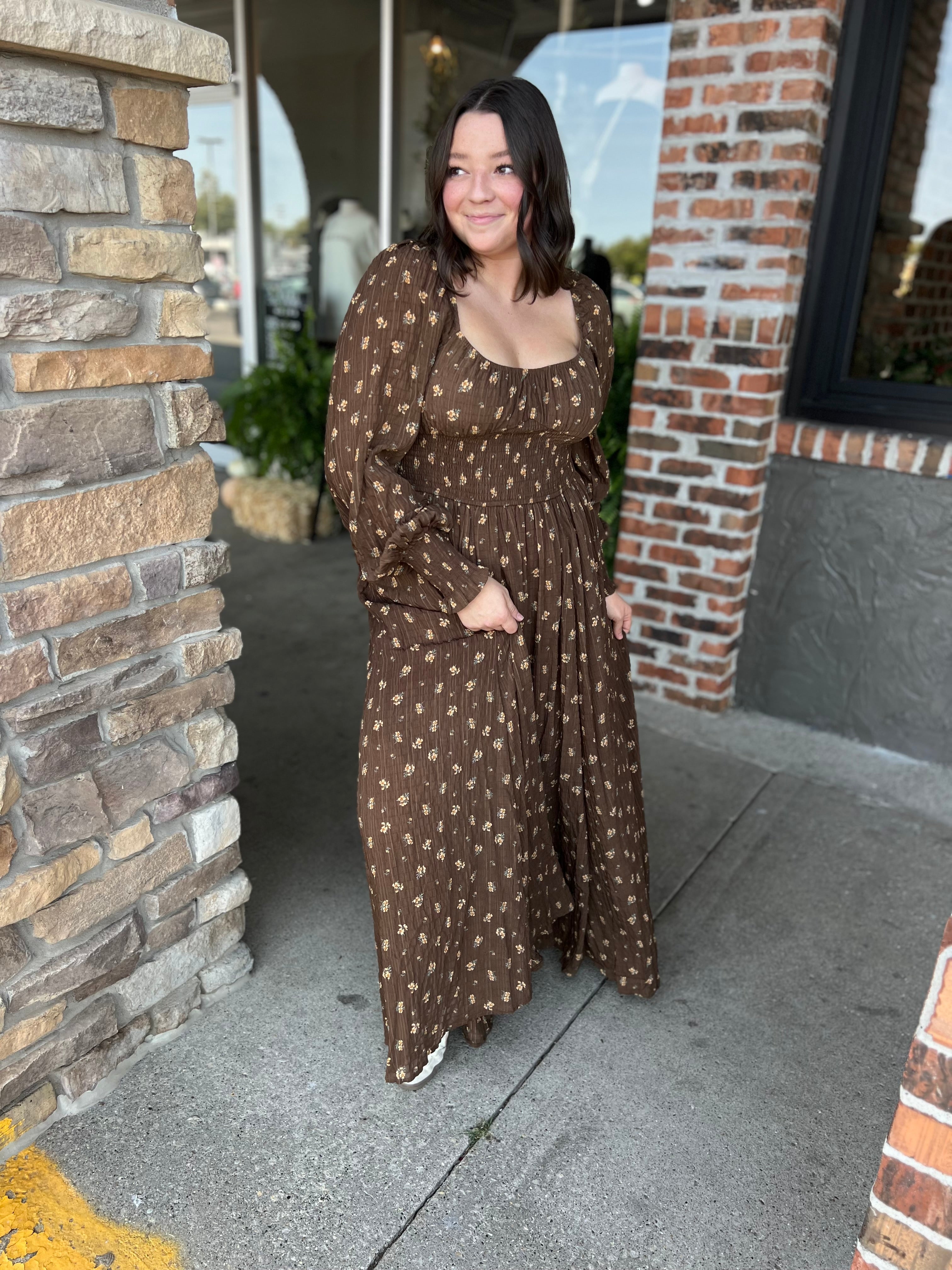 Chestnut Floral Maxi Dress