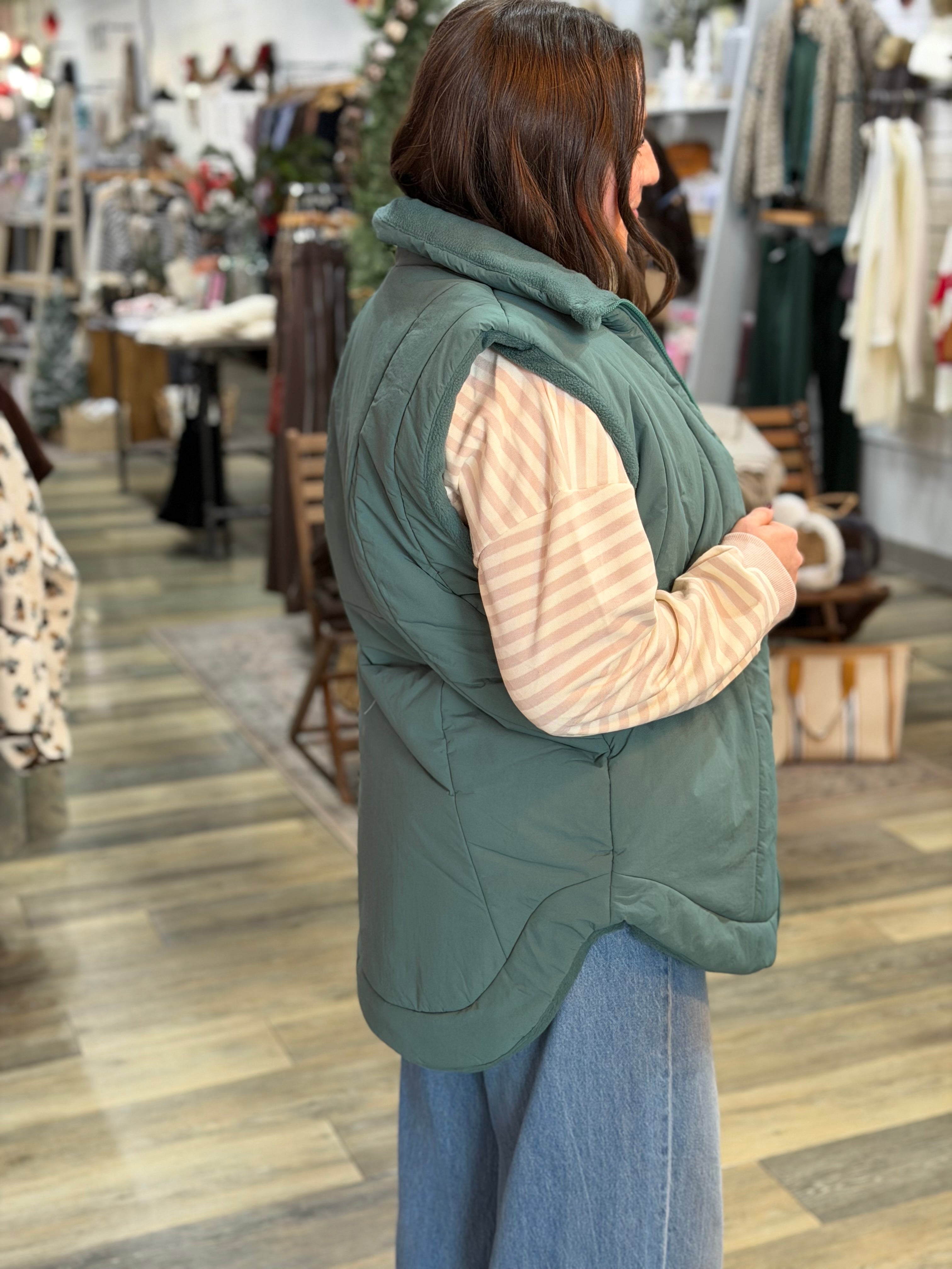 Pine Longline Puffer Vest - FINAL SALE