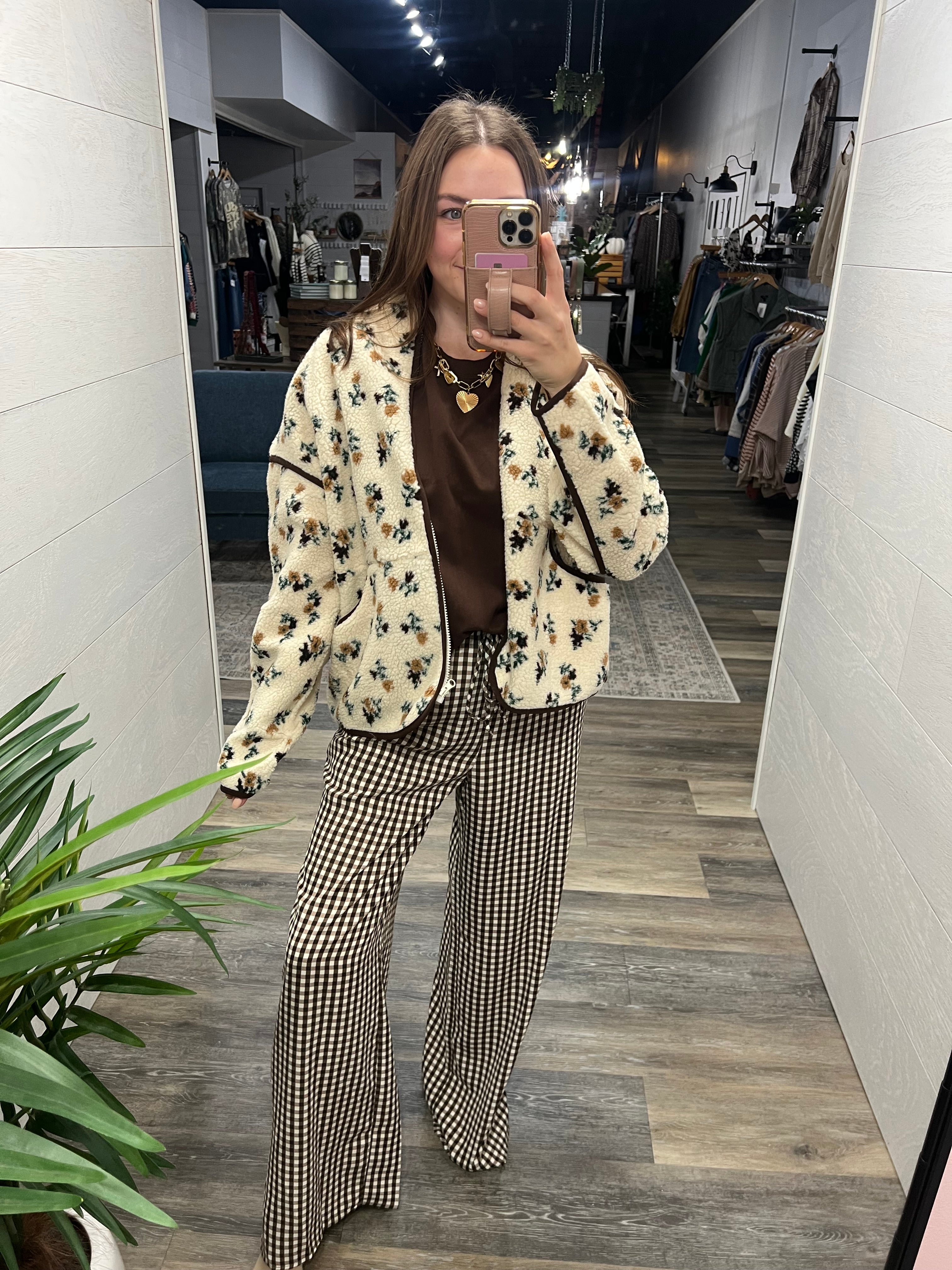 Cream Floral Fleece Jacket