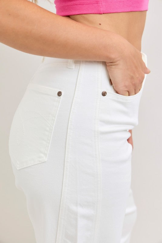 White High Waist Barrel Jeans - FINAL SALE