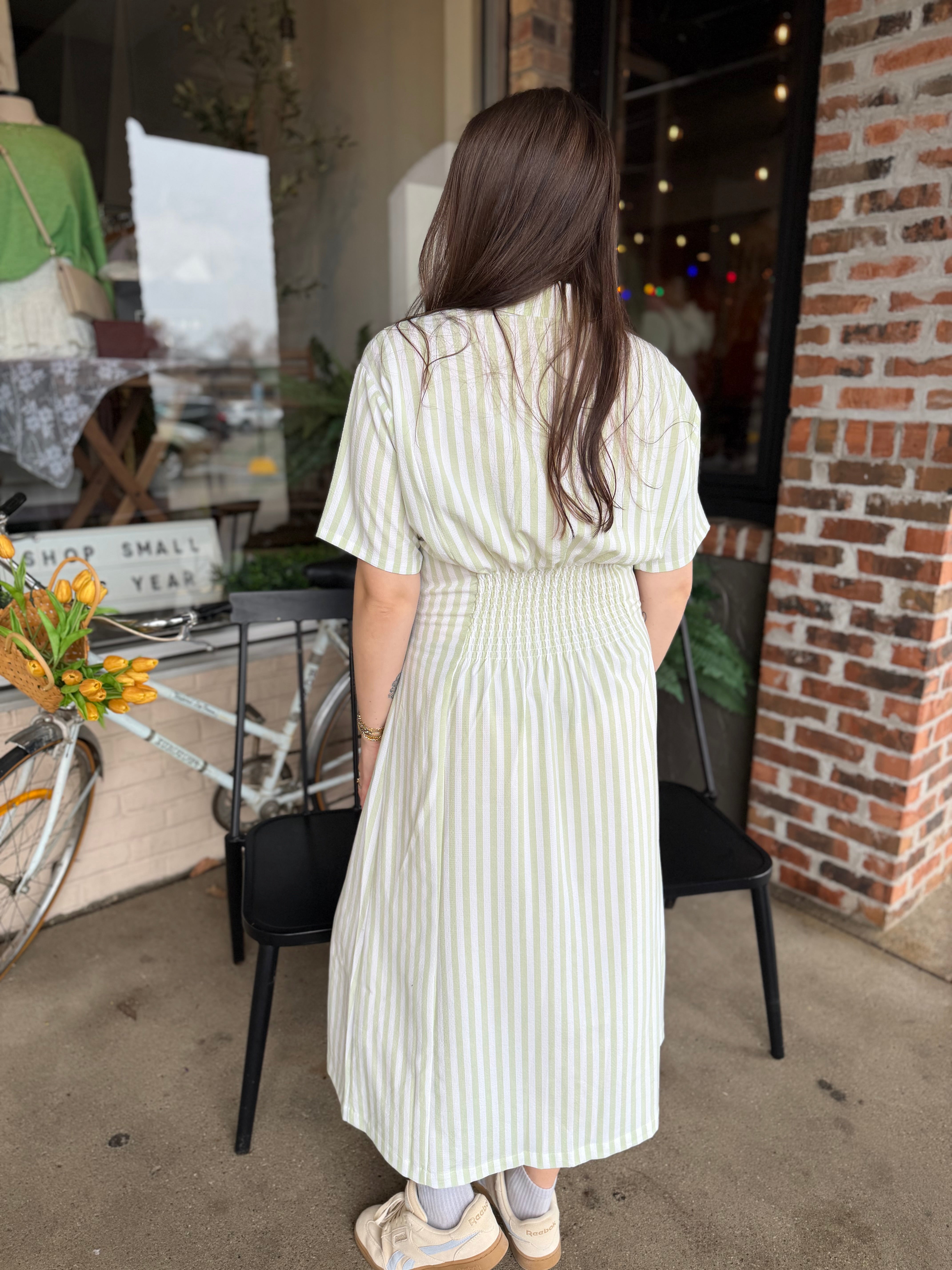 Sage Button Down Shirt Dress