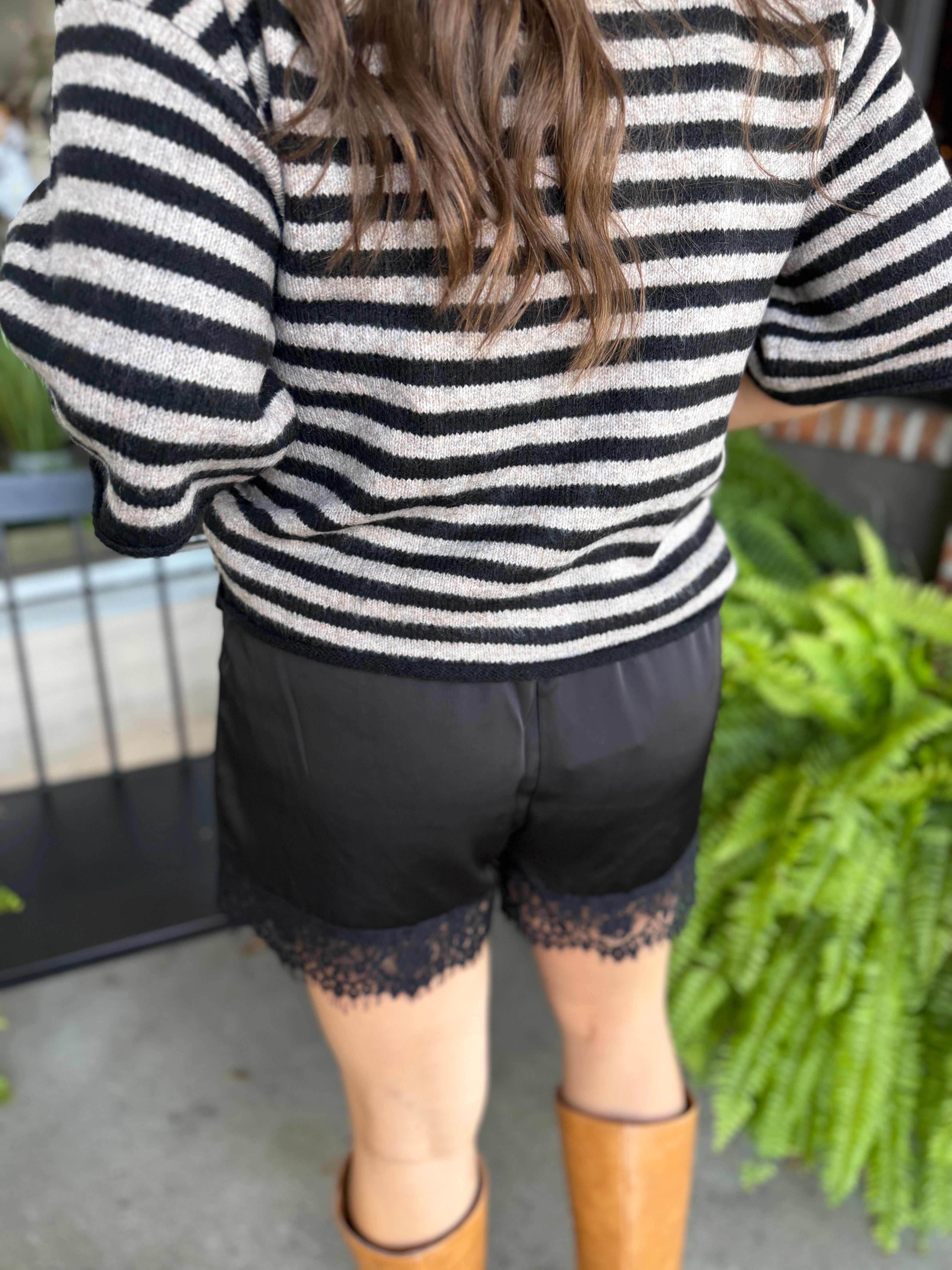 Black Lace Trim Shorts