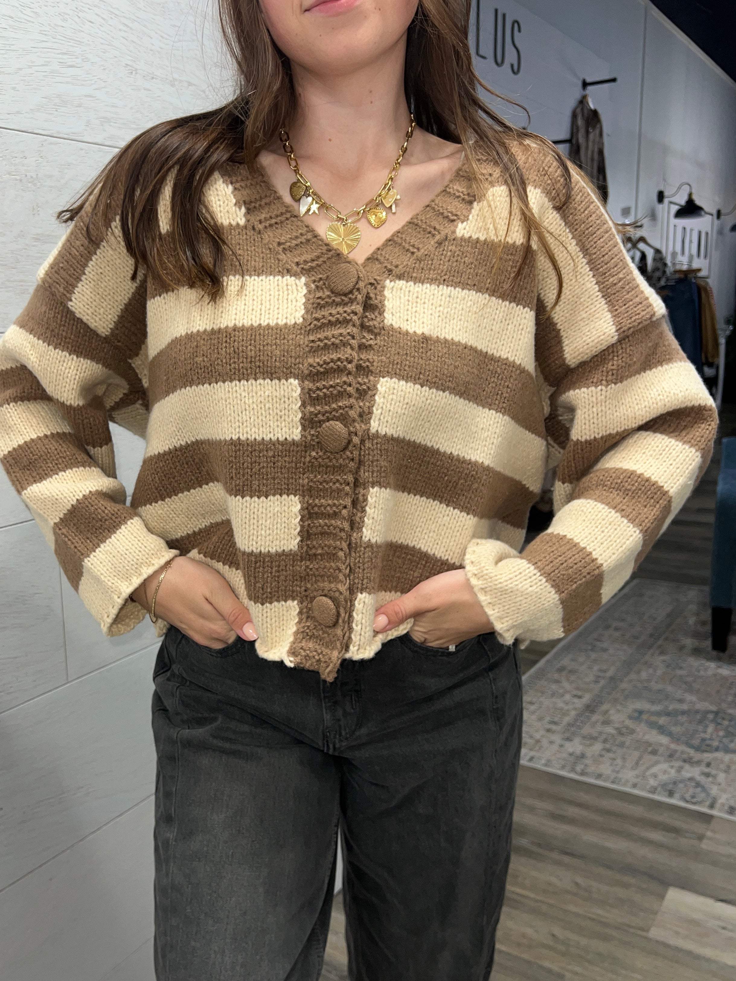 Latte Two Tone Cardi