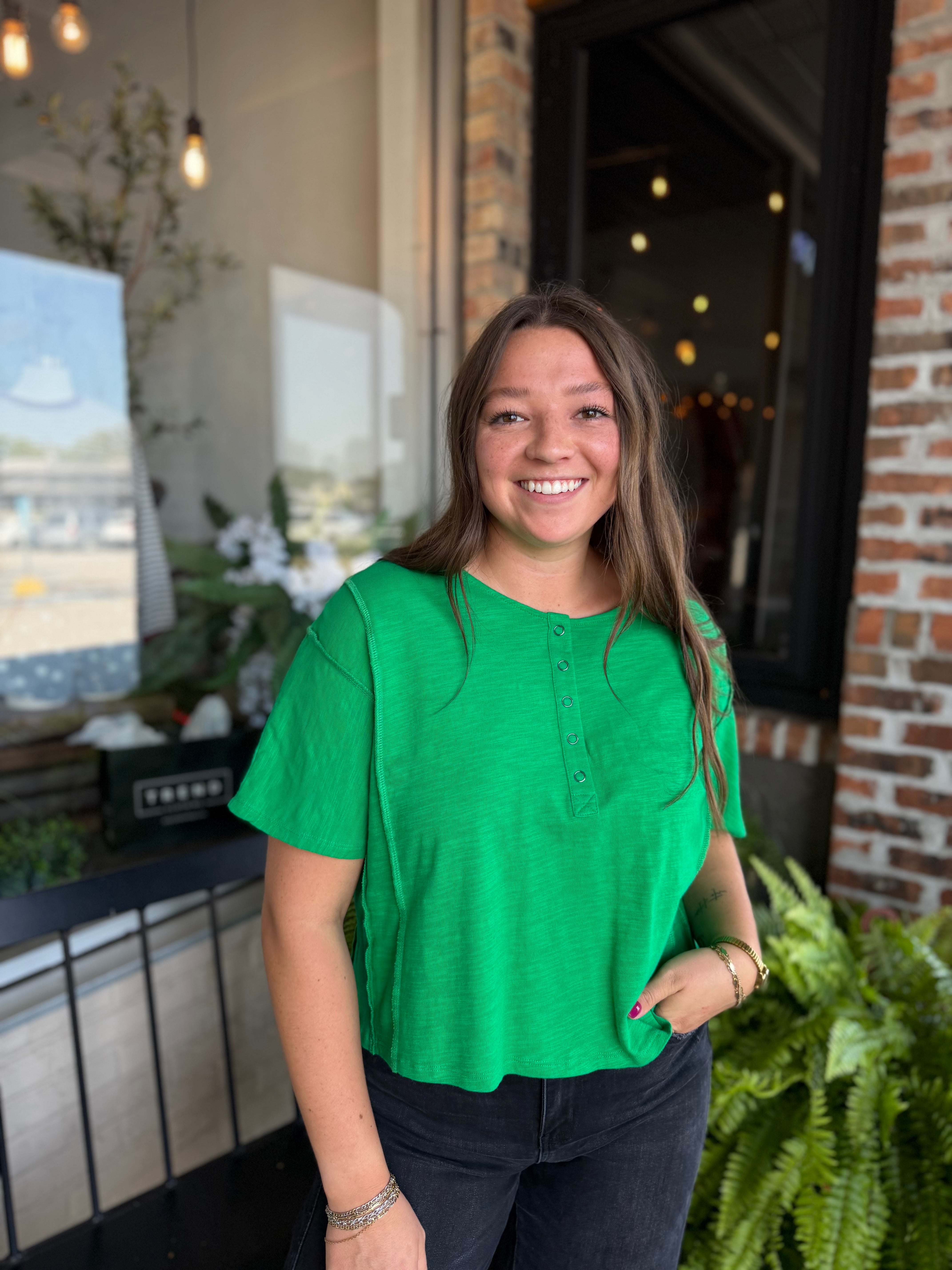 Kelly Green Mineral Wash Top