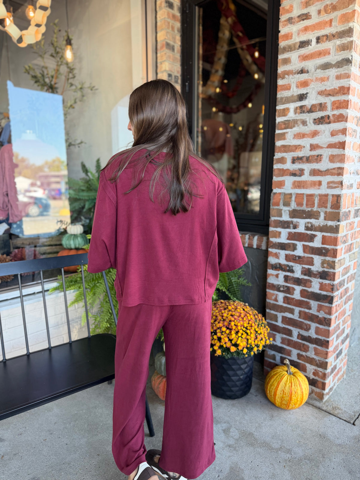 Burgundy Brushed Boxy Top