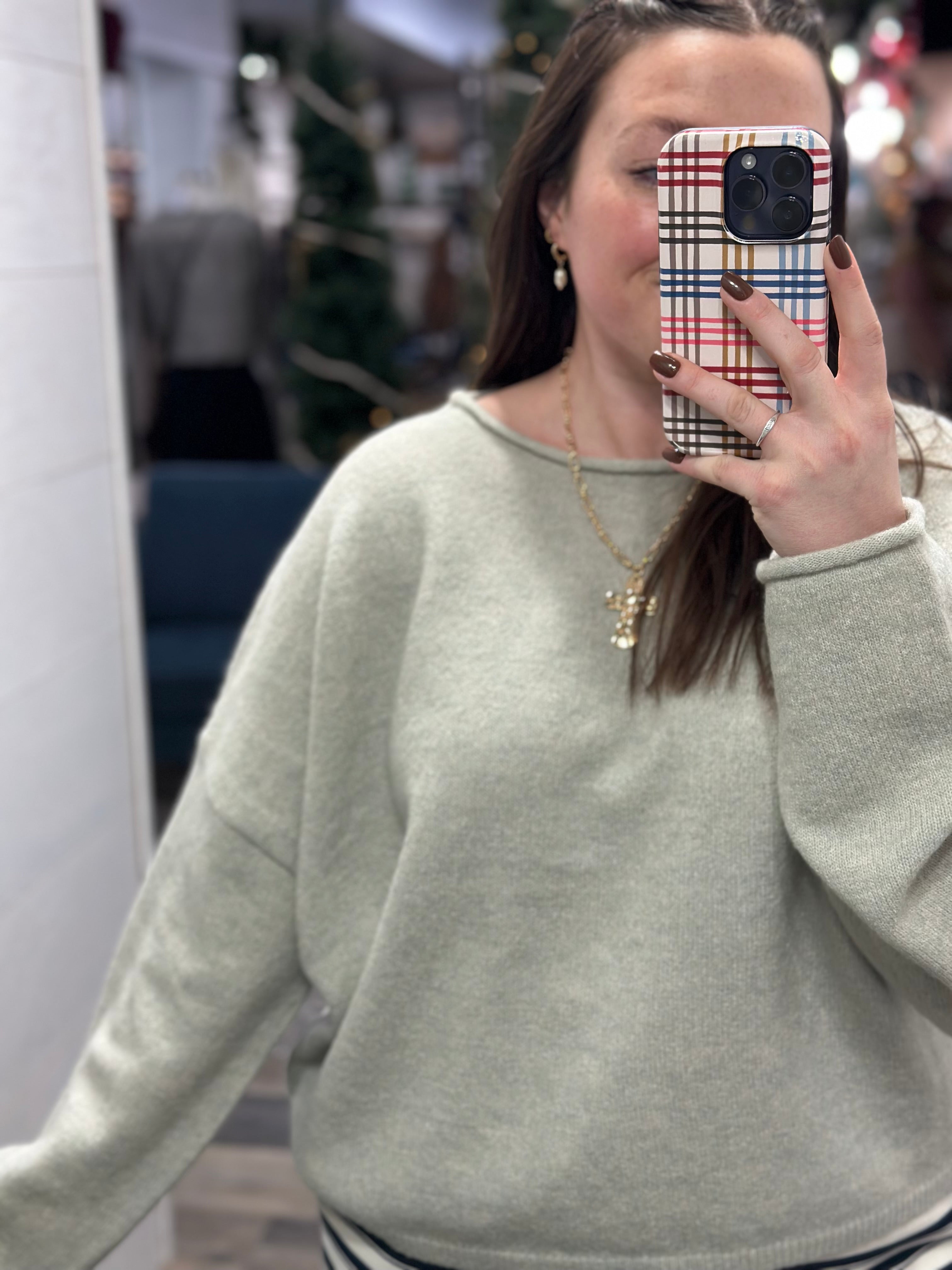 Grey Rolled Round Neck Sweater - FINAL SALE