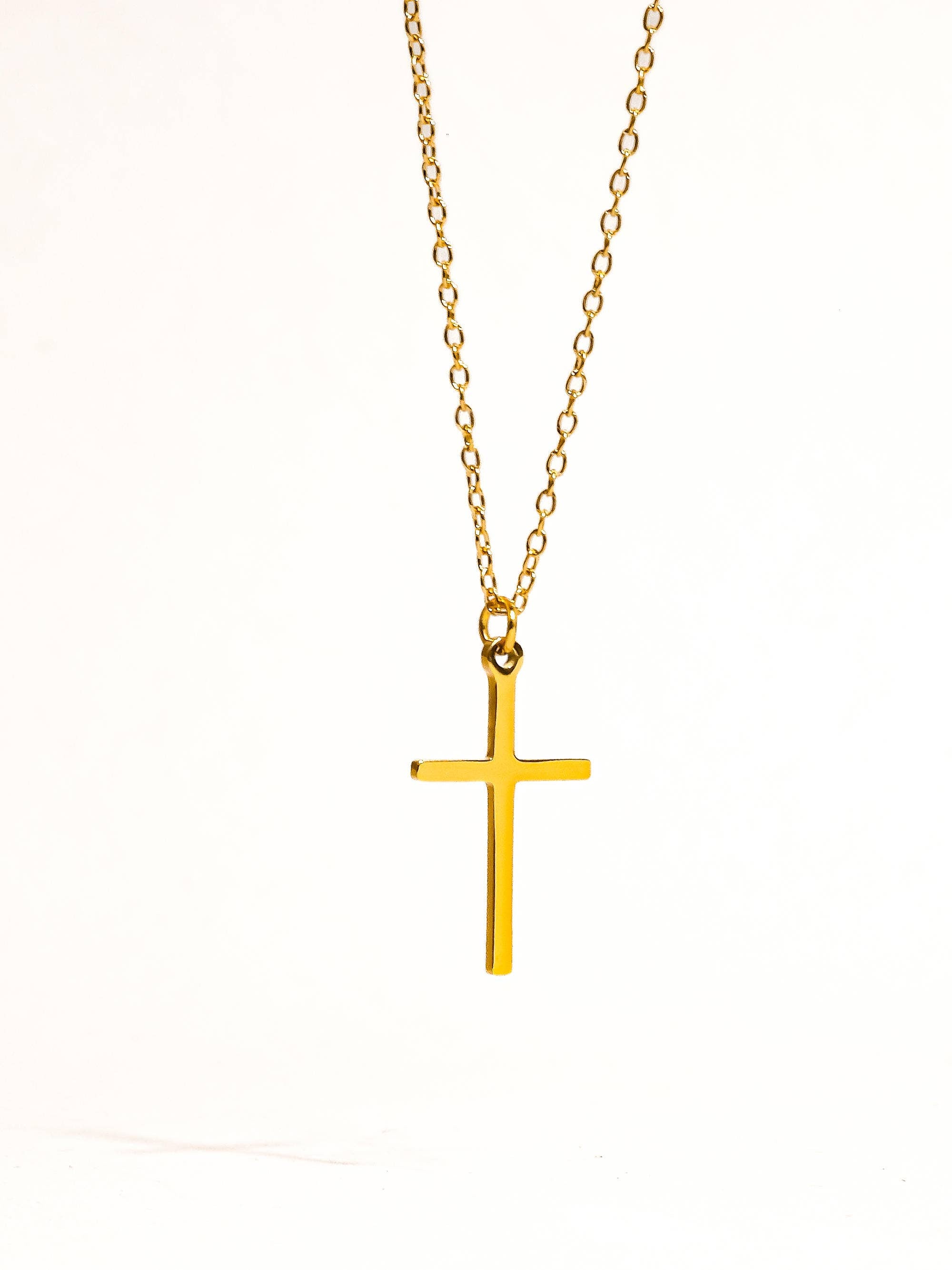 18K Gold Non-Tarnish Small Cross Necklace