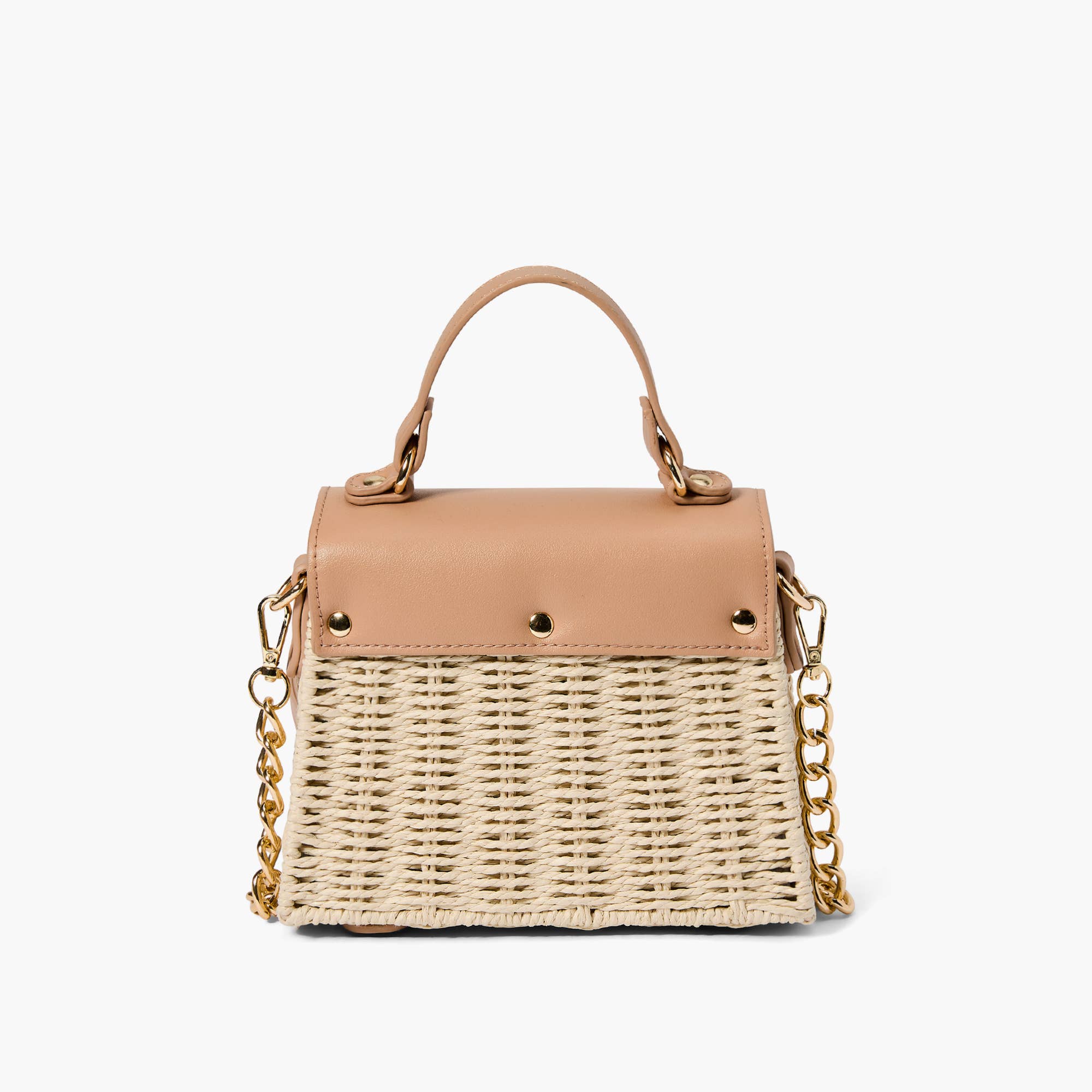 Taupe Woven Straw Crossbody