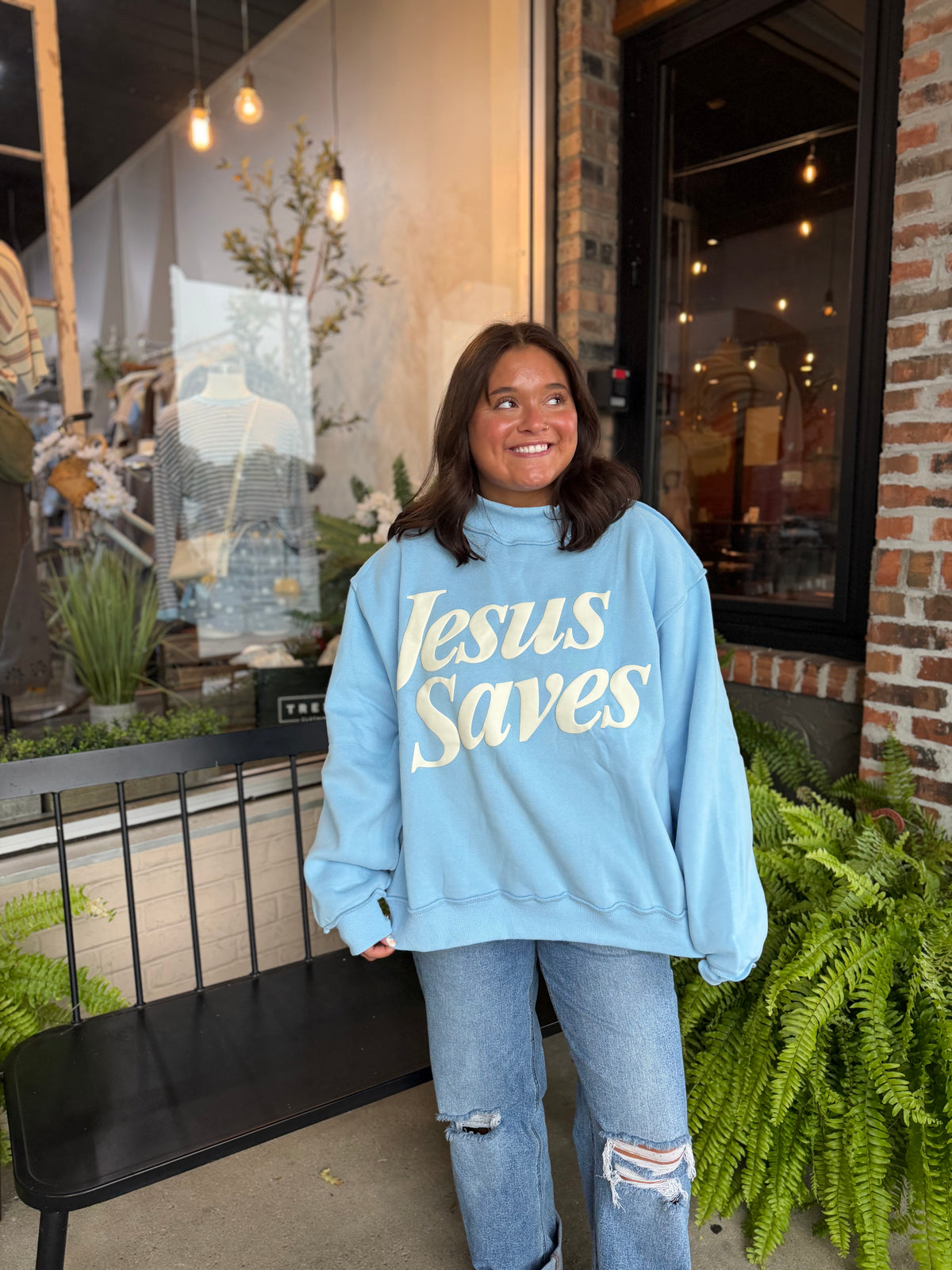 Jesus Saves Mock Neck Sweatshirt