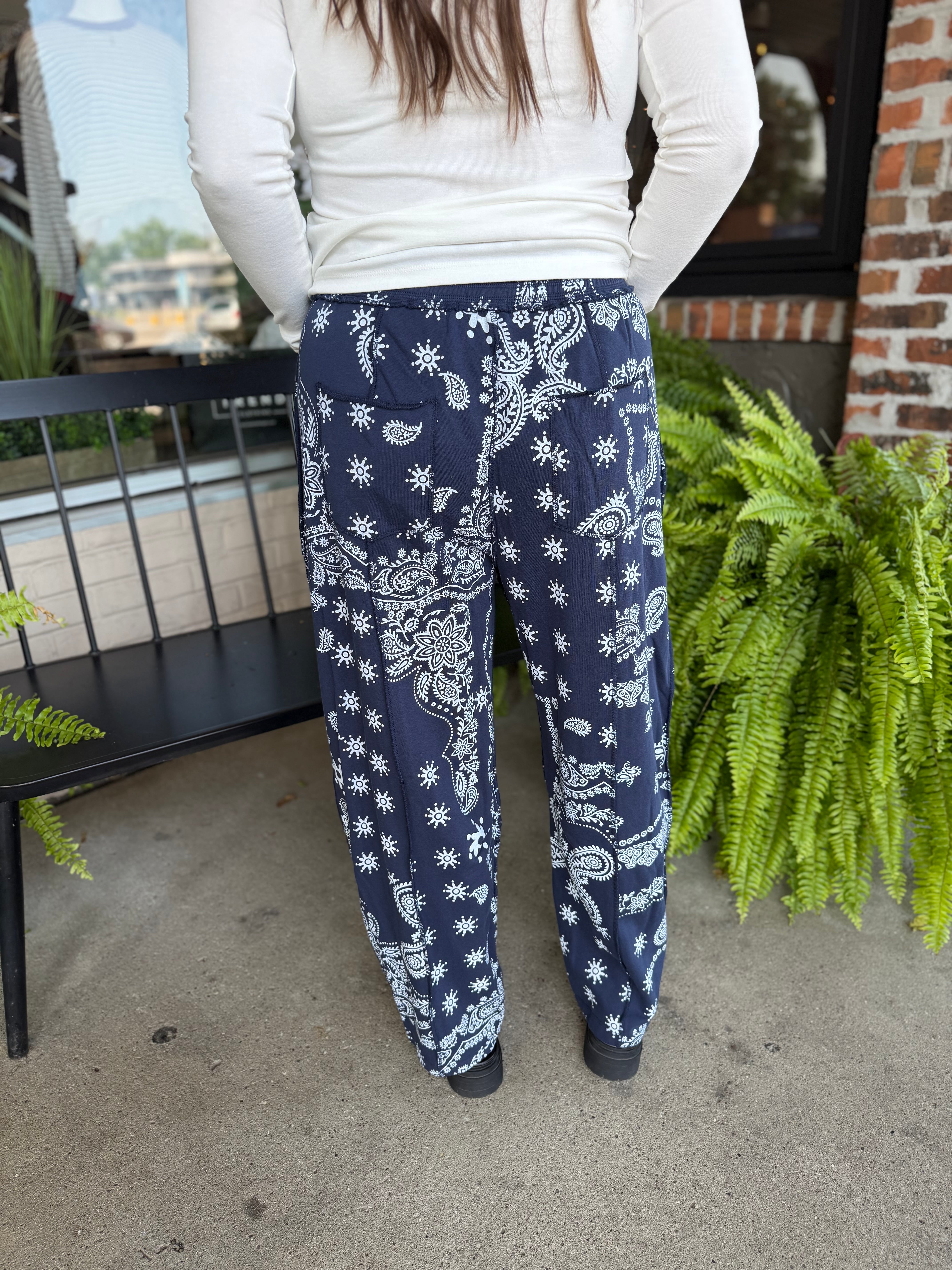 Navy Bandana Printed Utility Pants