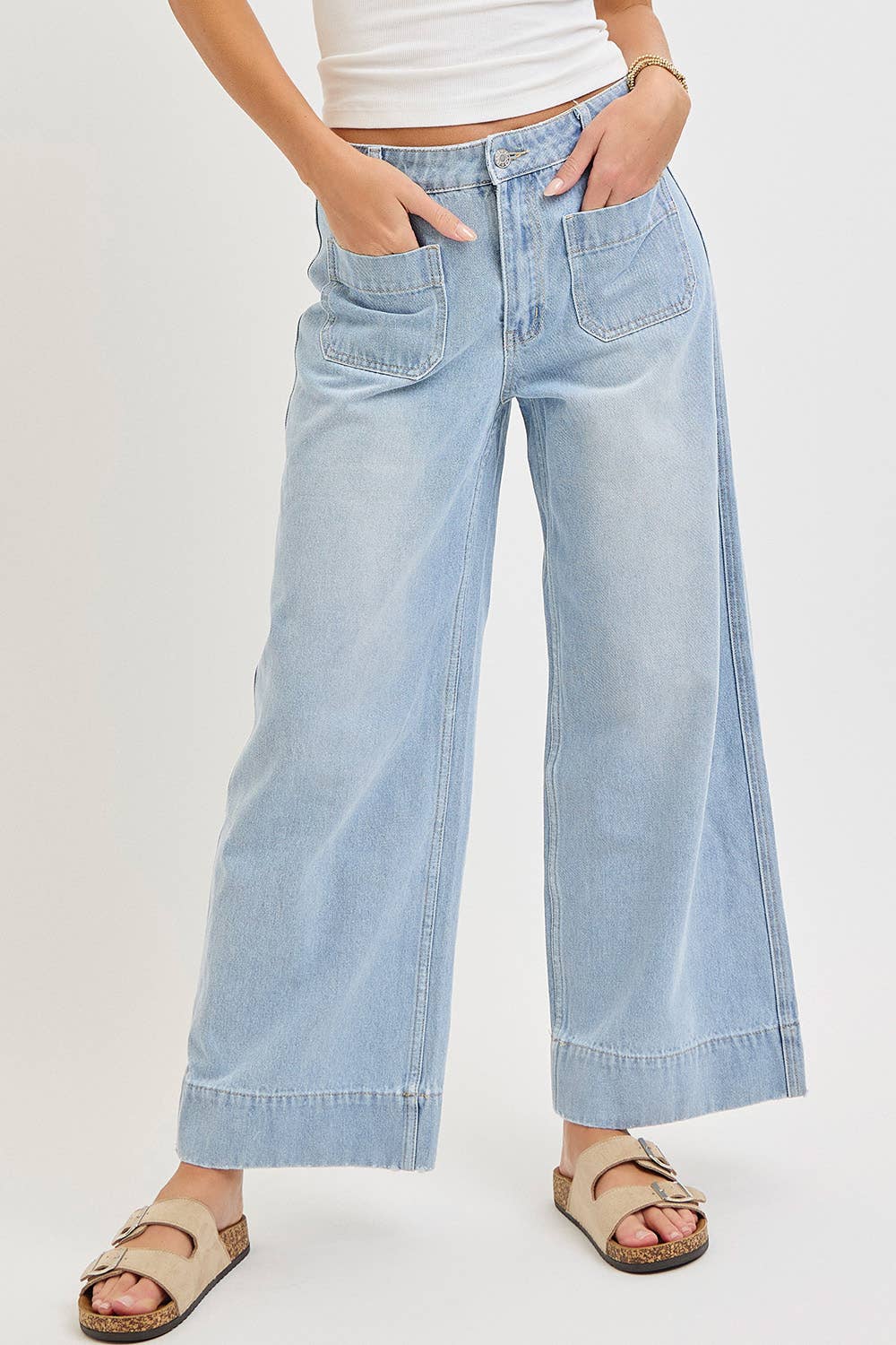 Light Wash Wide Leg Denim Jeans
