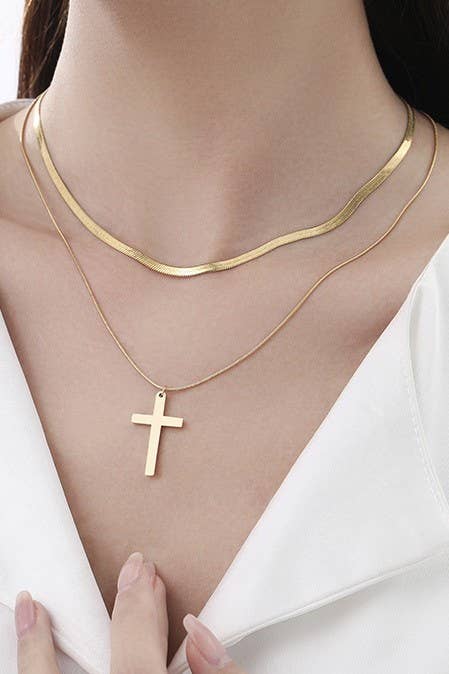 18K Tarnish Free Cross Necklace