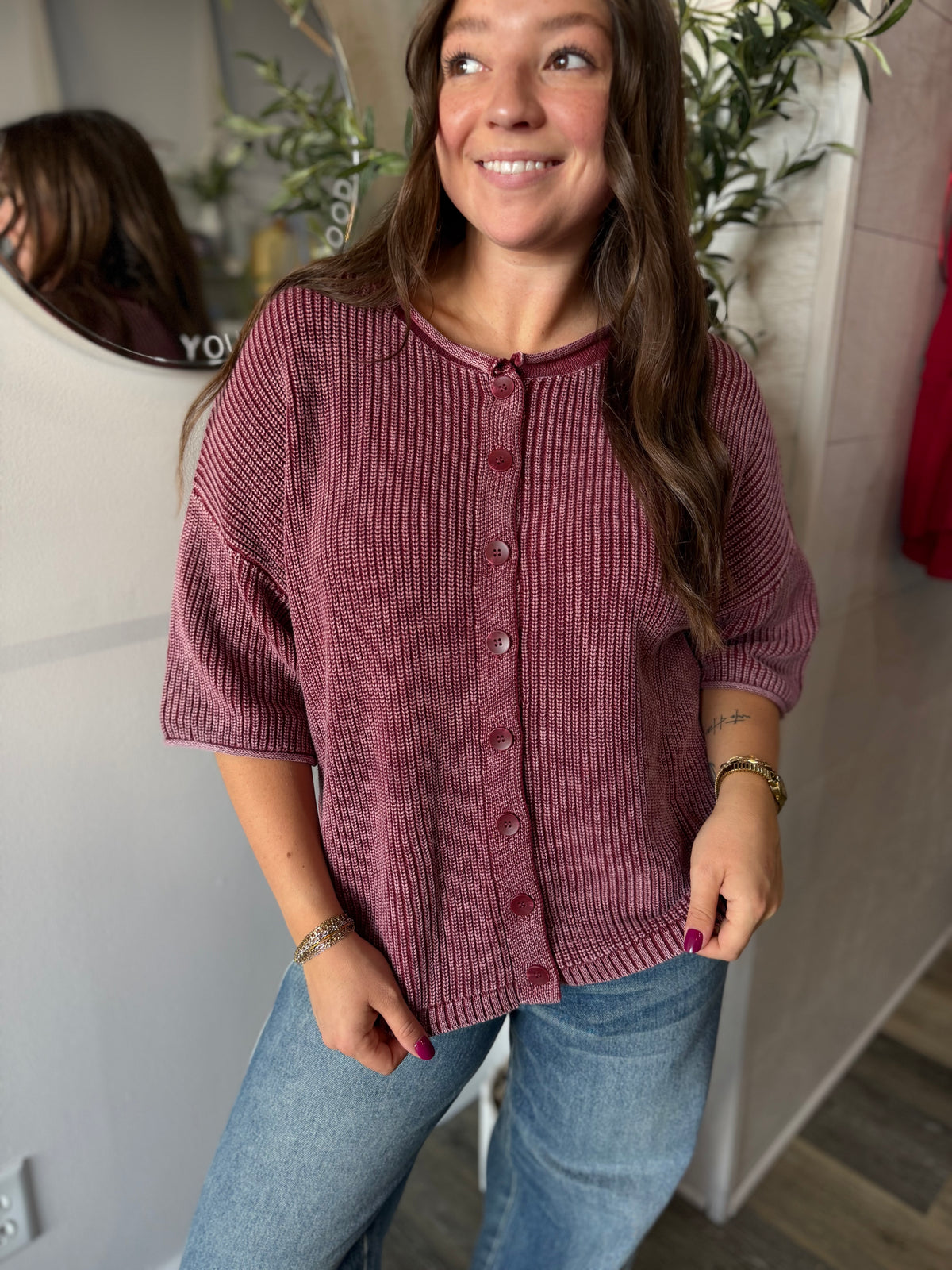 Burgundy Rolled Edge Cardi