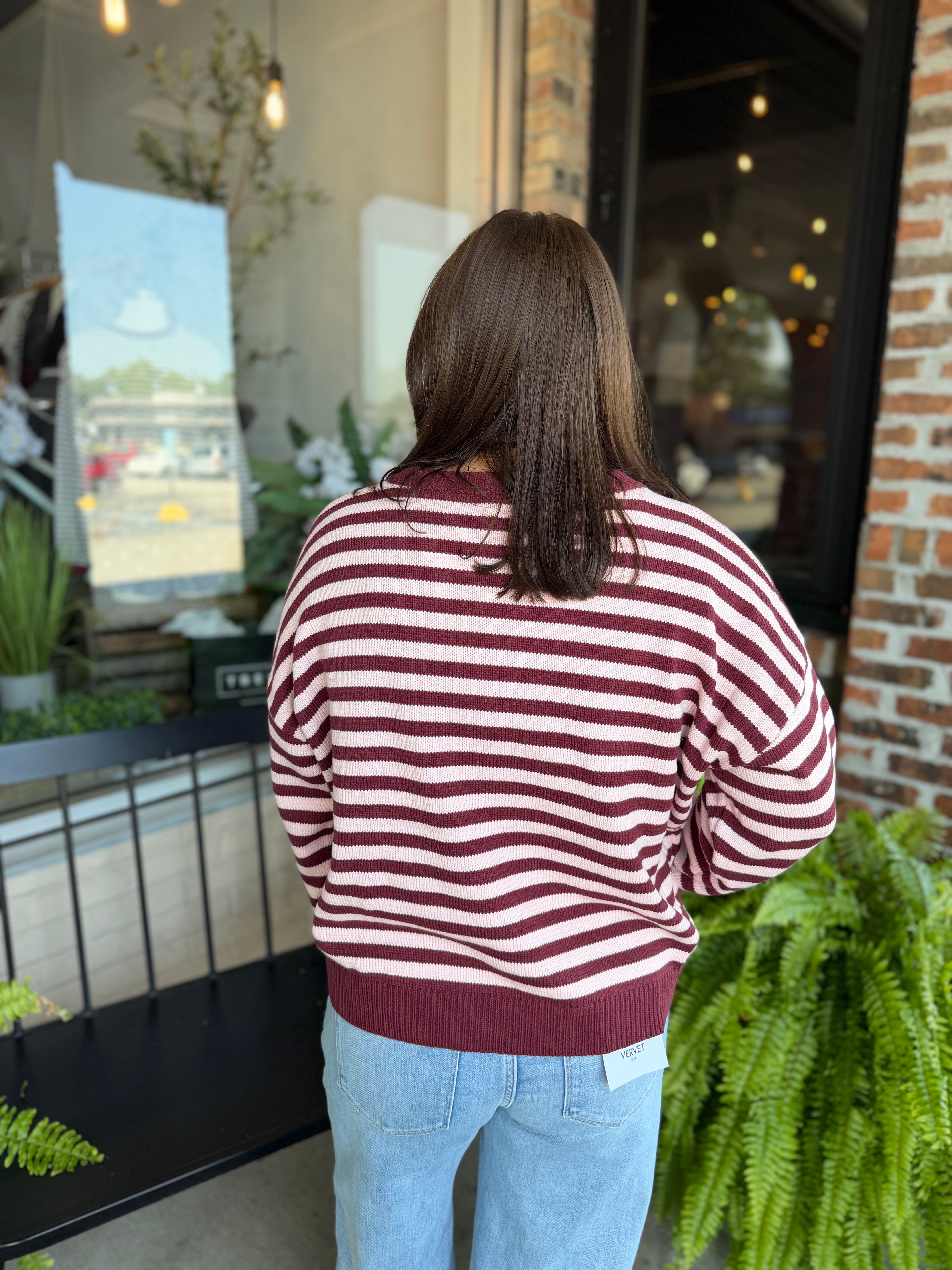 Burgundy Striped Sweater