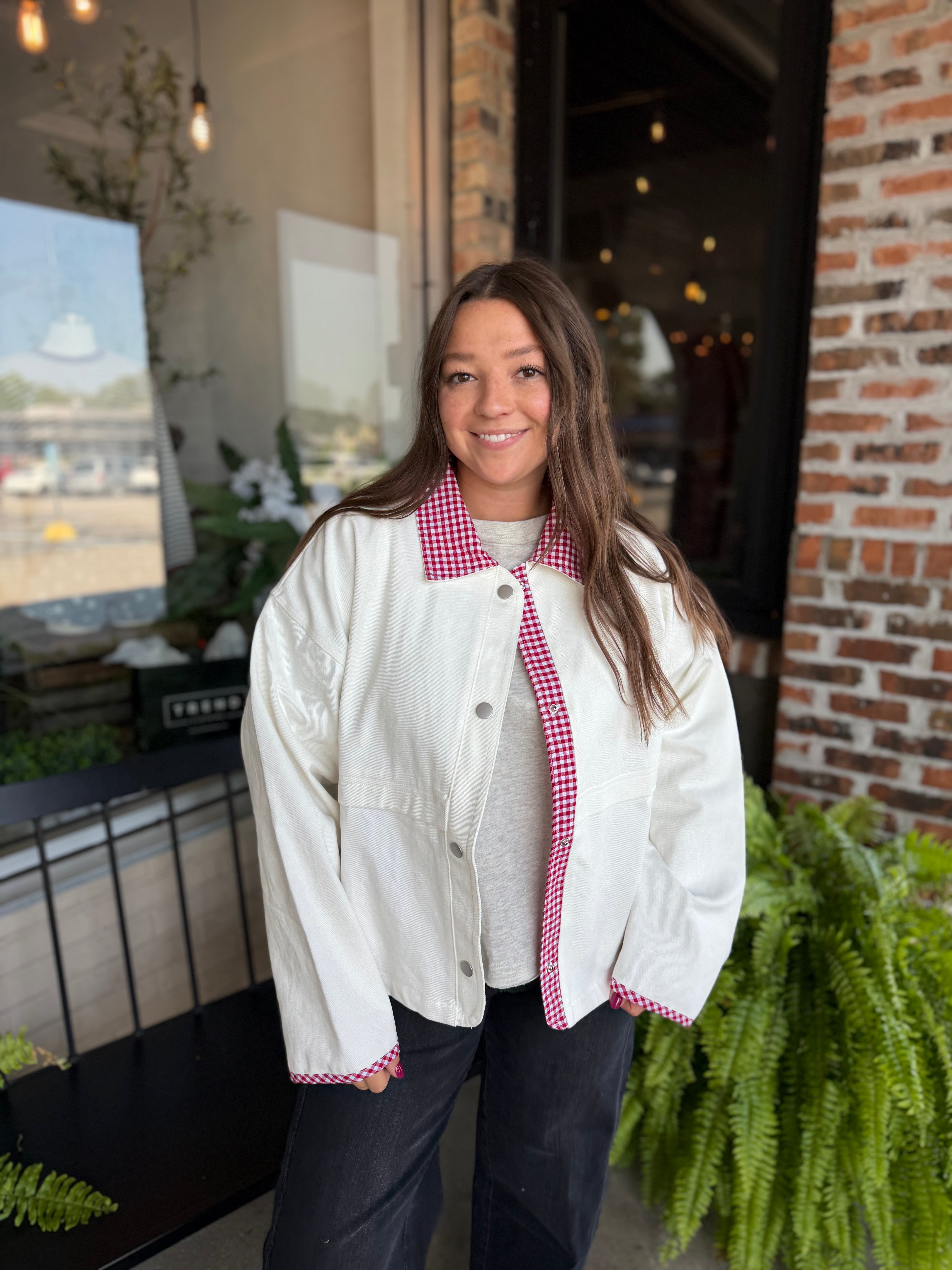 Red Gingham Contrast Jacket