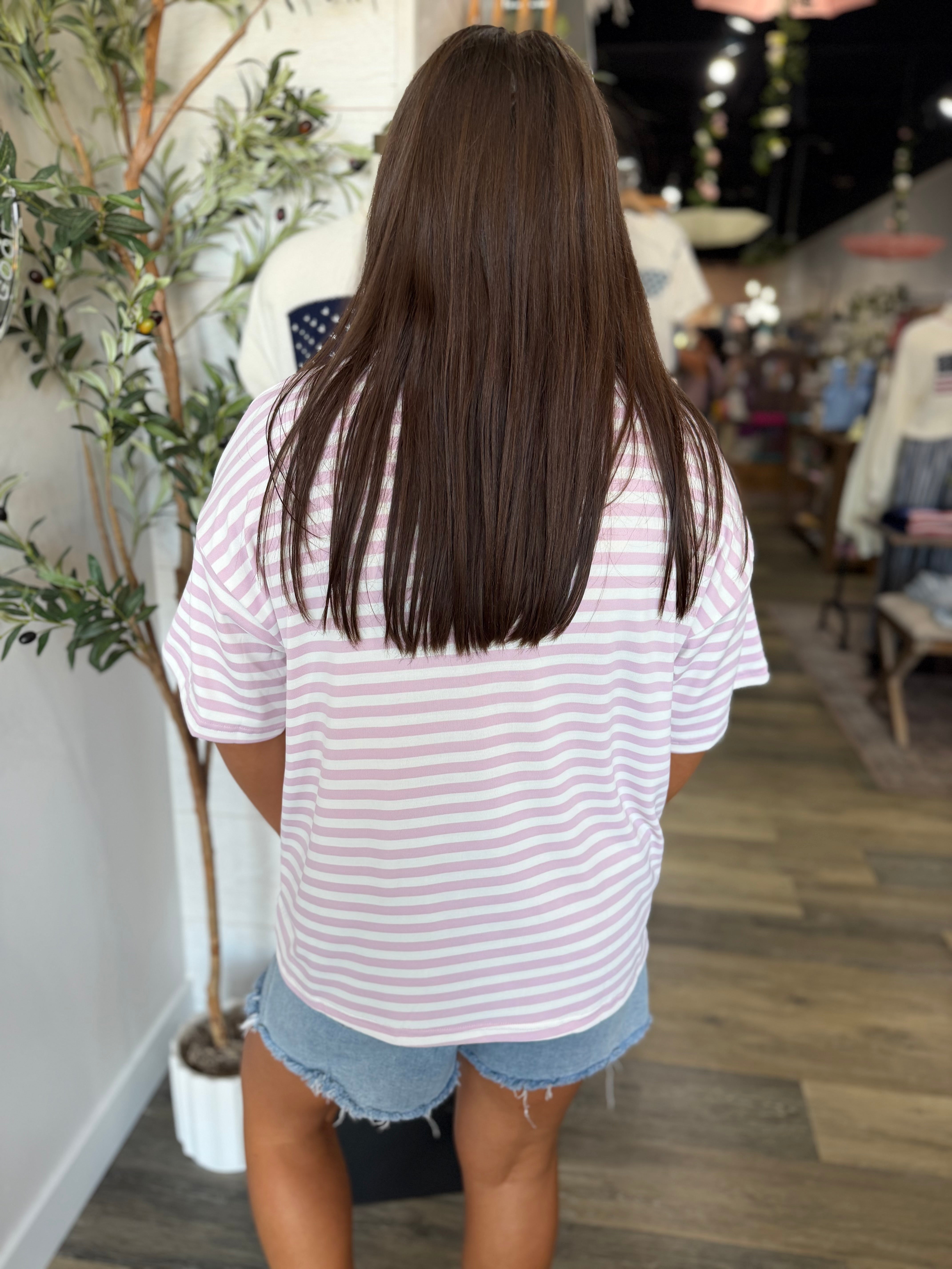 Pink Stripe Oversized T-Shirt