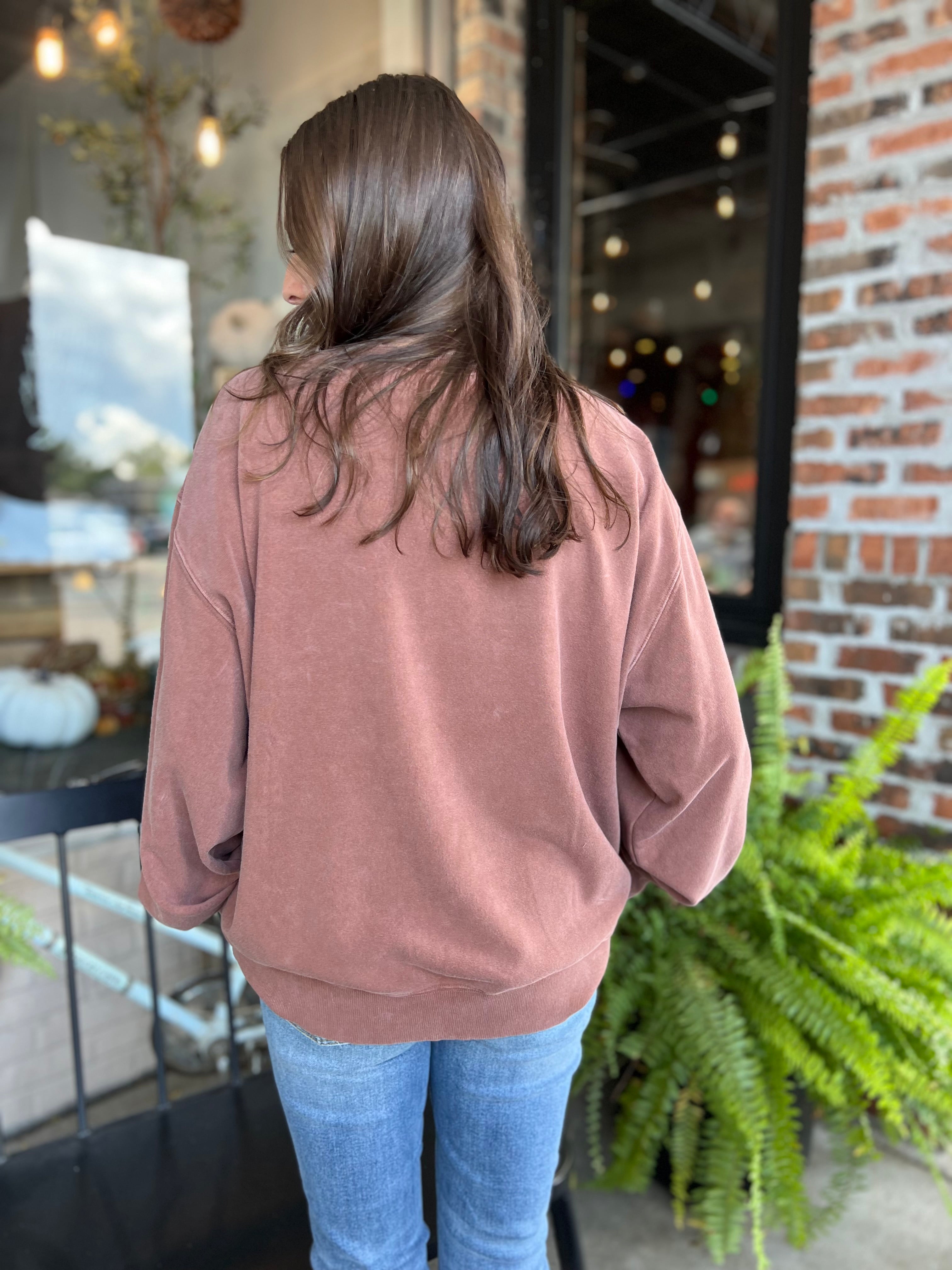 Brown Drop Shoulder Crewneck - FINAL SALE