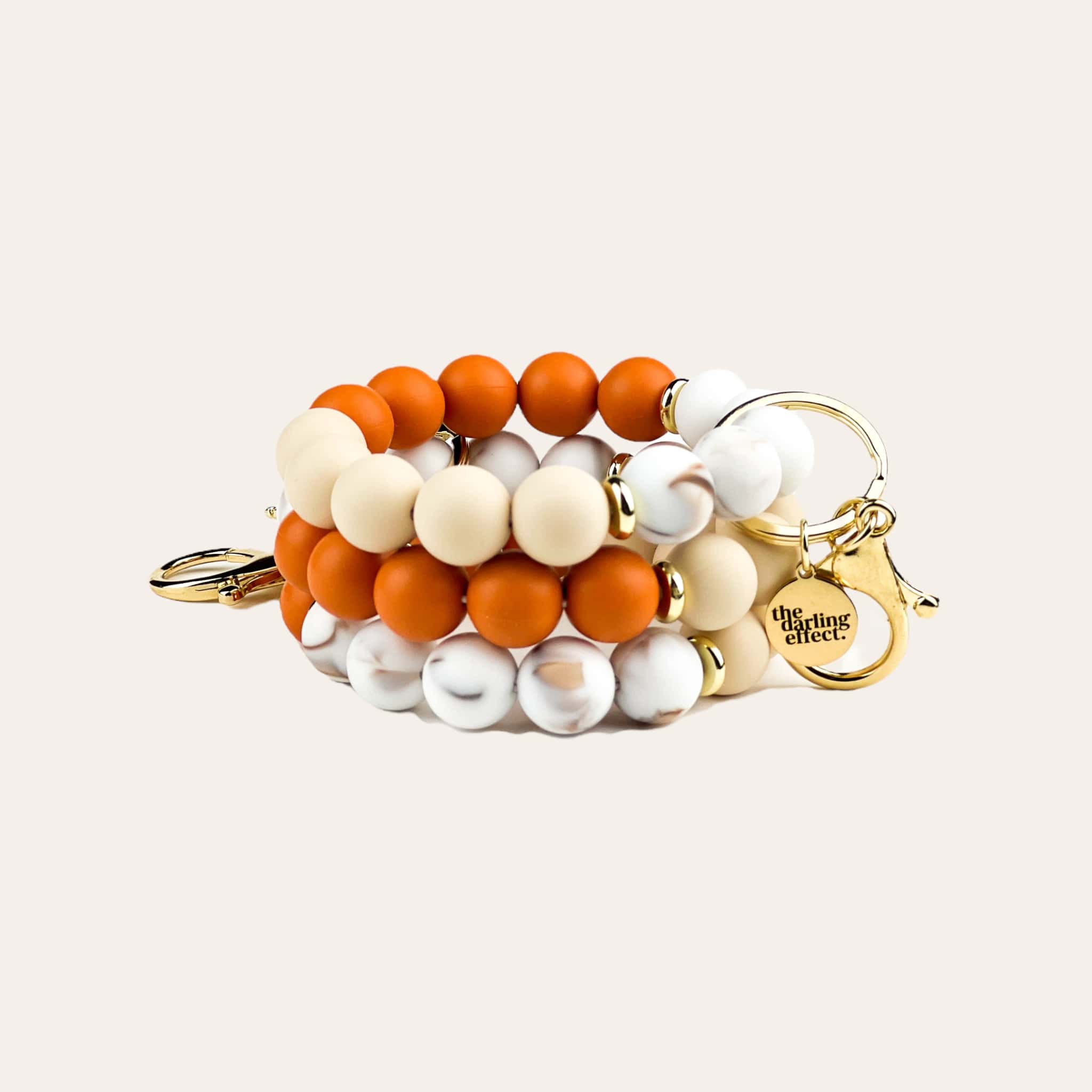 Hands-Free Silicone Beaded Keychain Wristlet - Pumpkin Spice