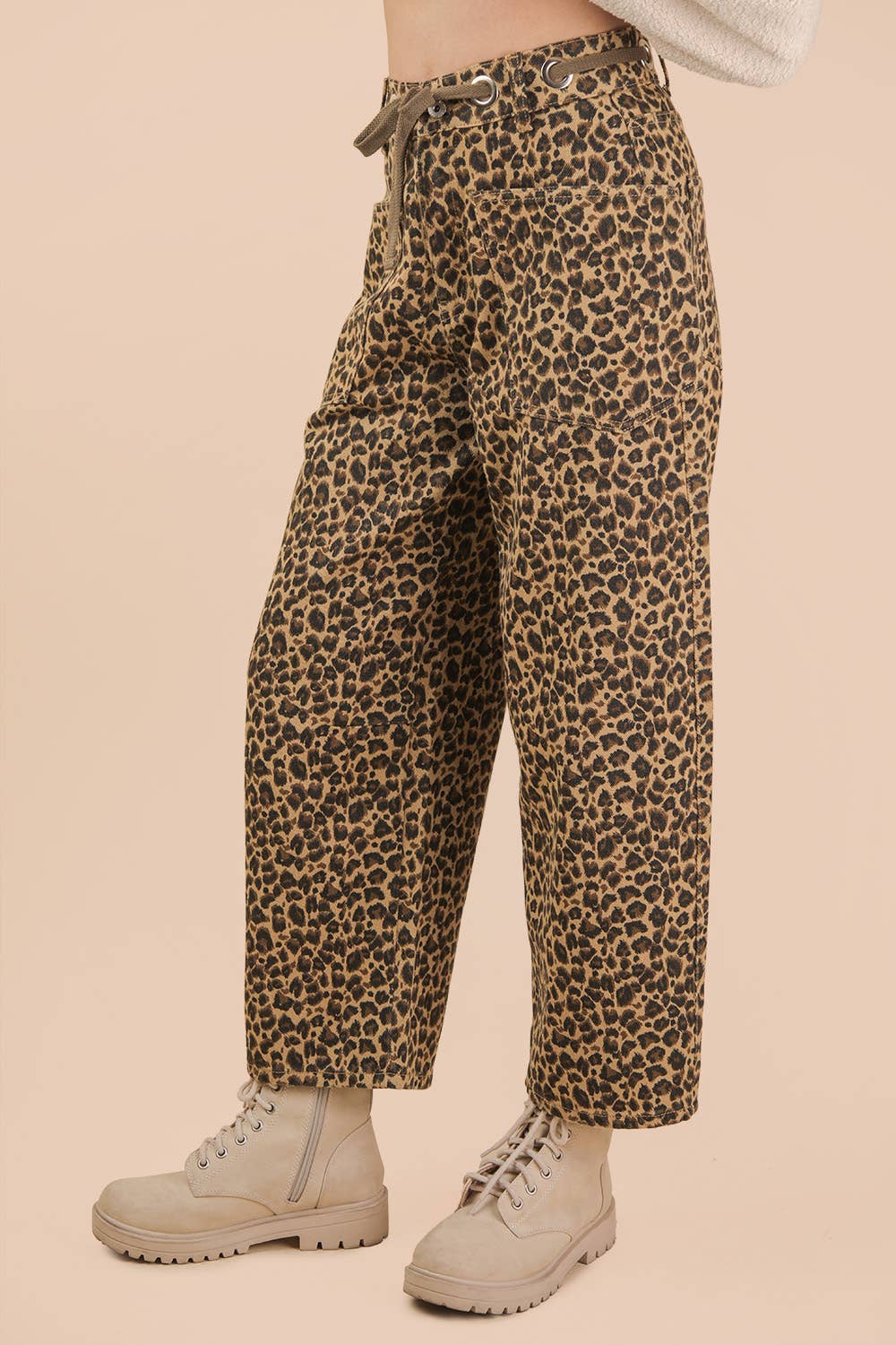 Leopard Printed Barrel Pants