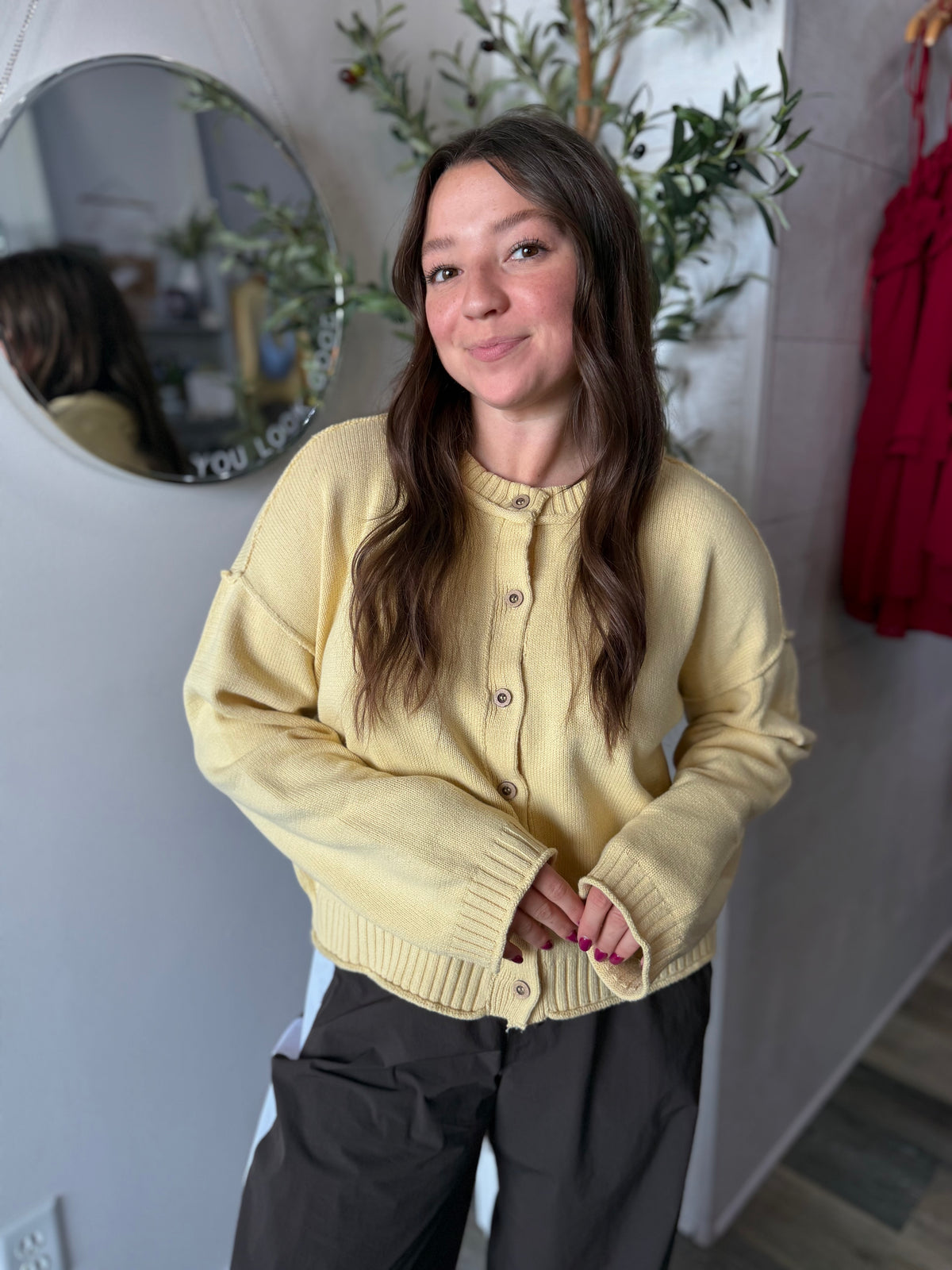 Yellow Raw Edge Cardi