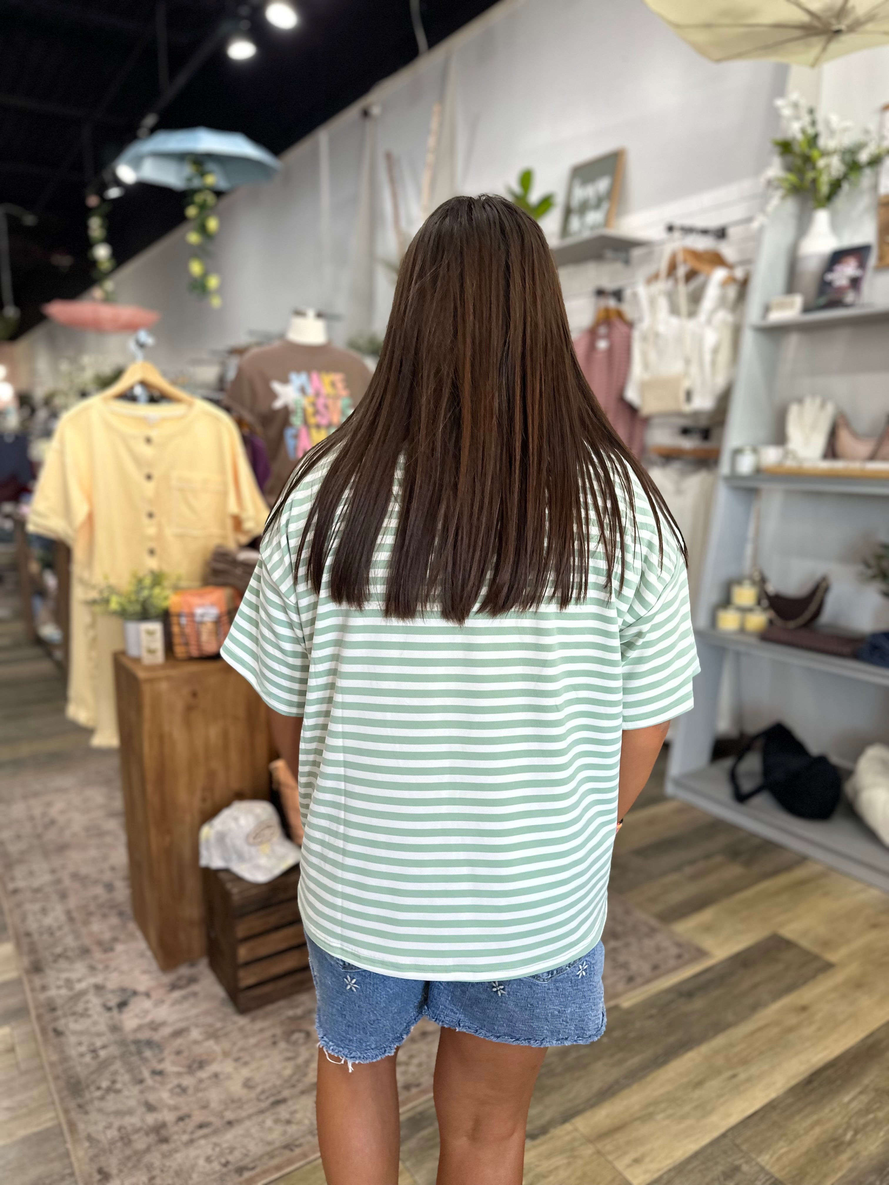 Sage Stripe Oversized T-Shirt