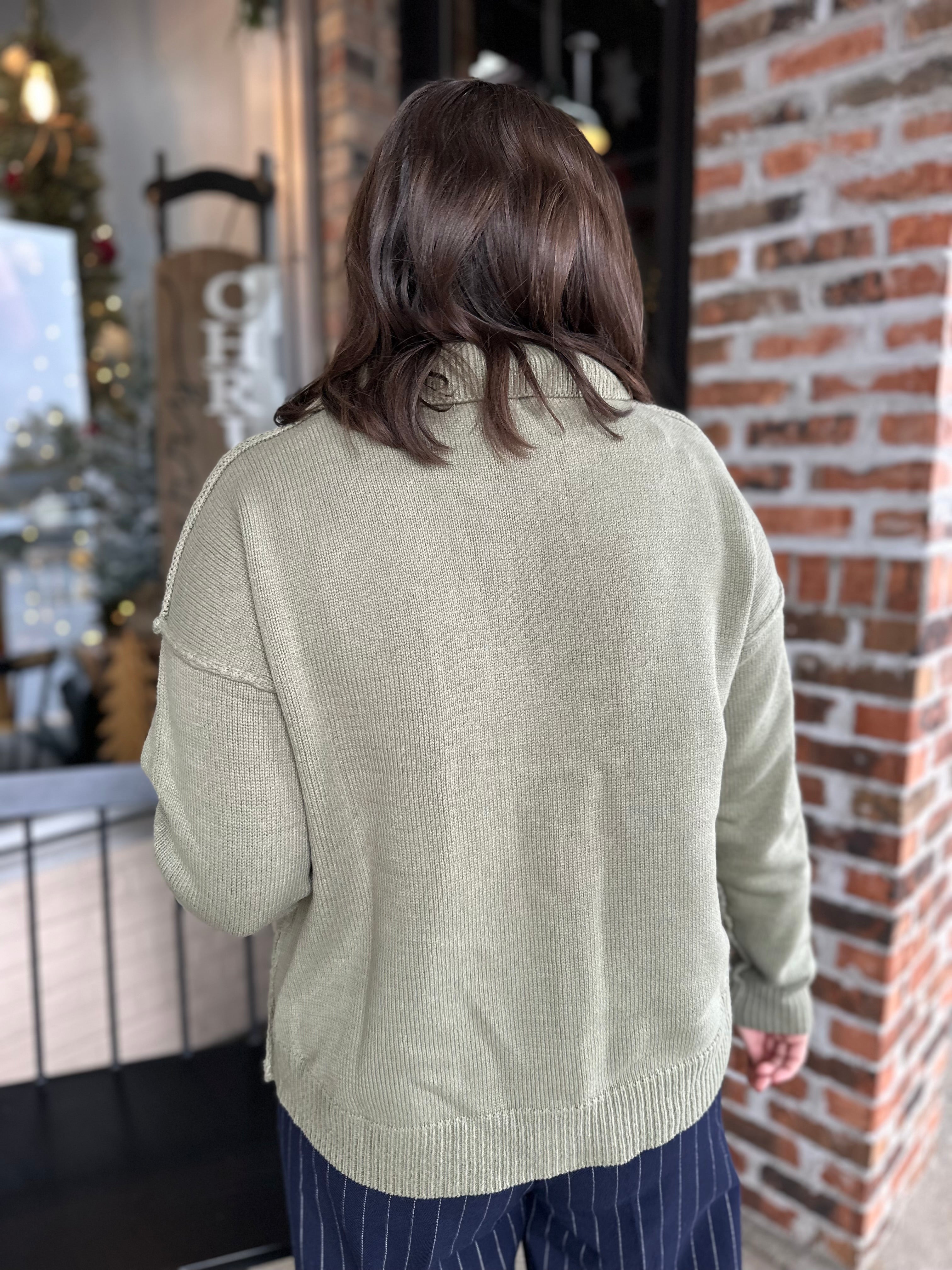 Olive Collared Sweater Jacket