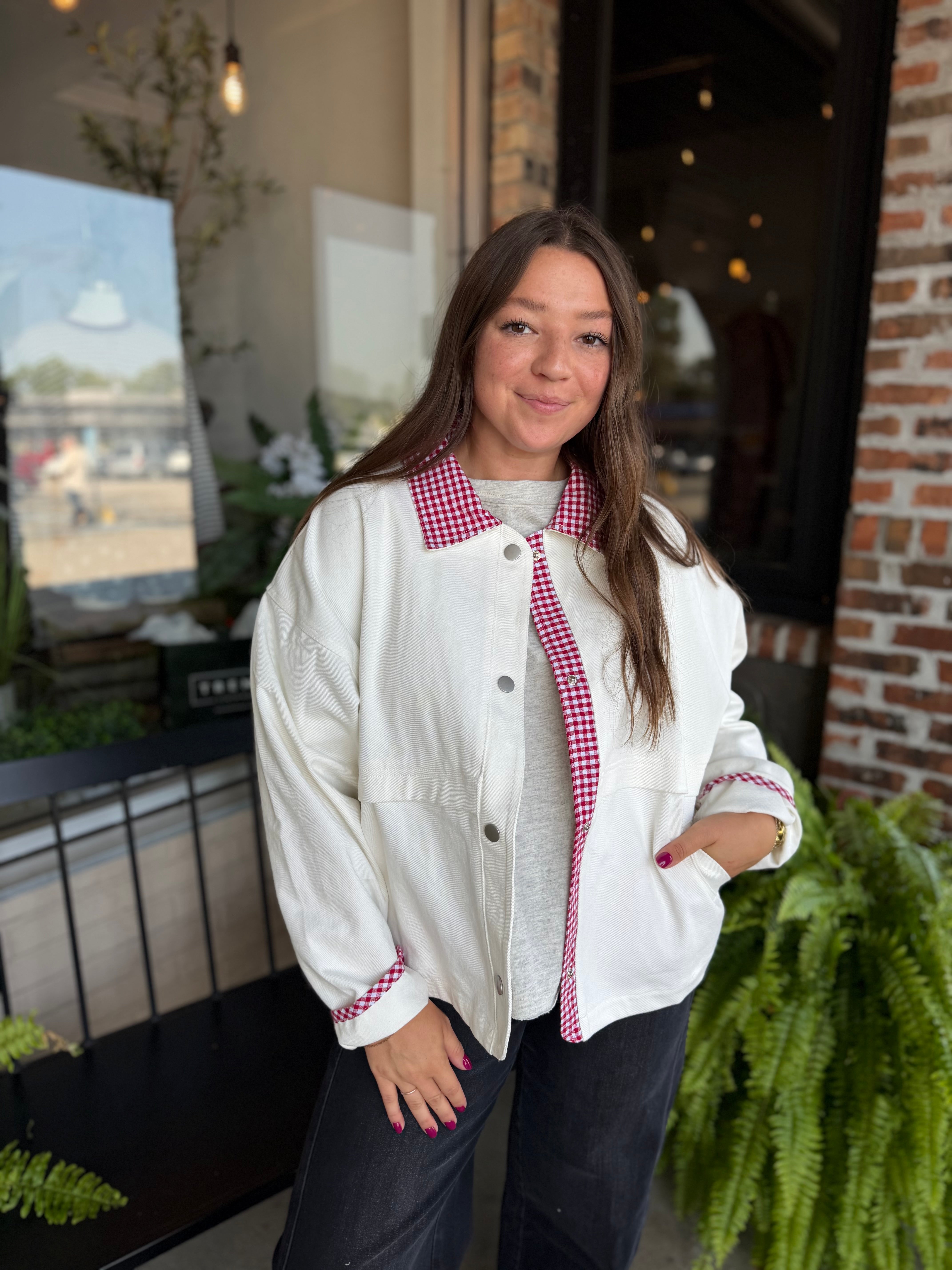 Red Gingham Contrast Jacket