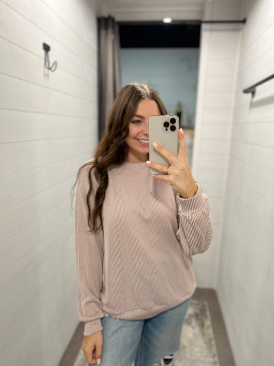 Pink Ribbed Sweater Top
