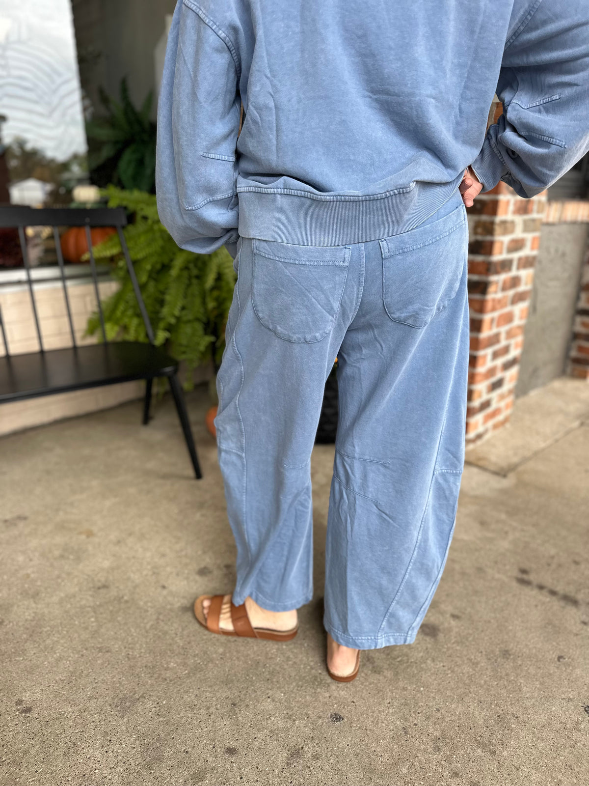 Blue Mineral Washed Barrel Pants