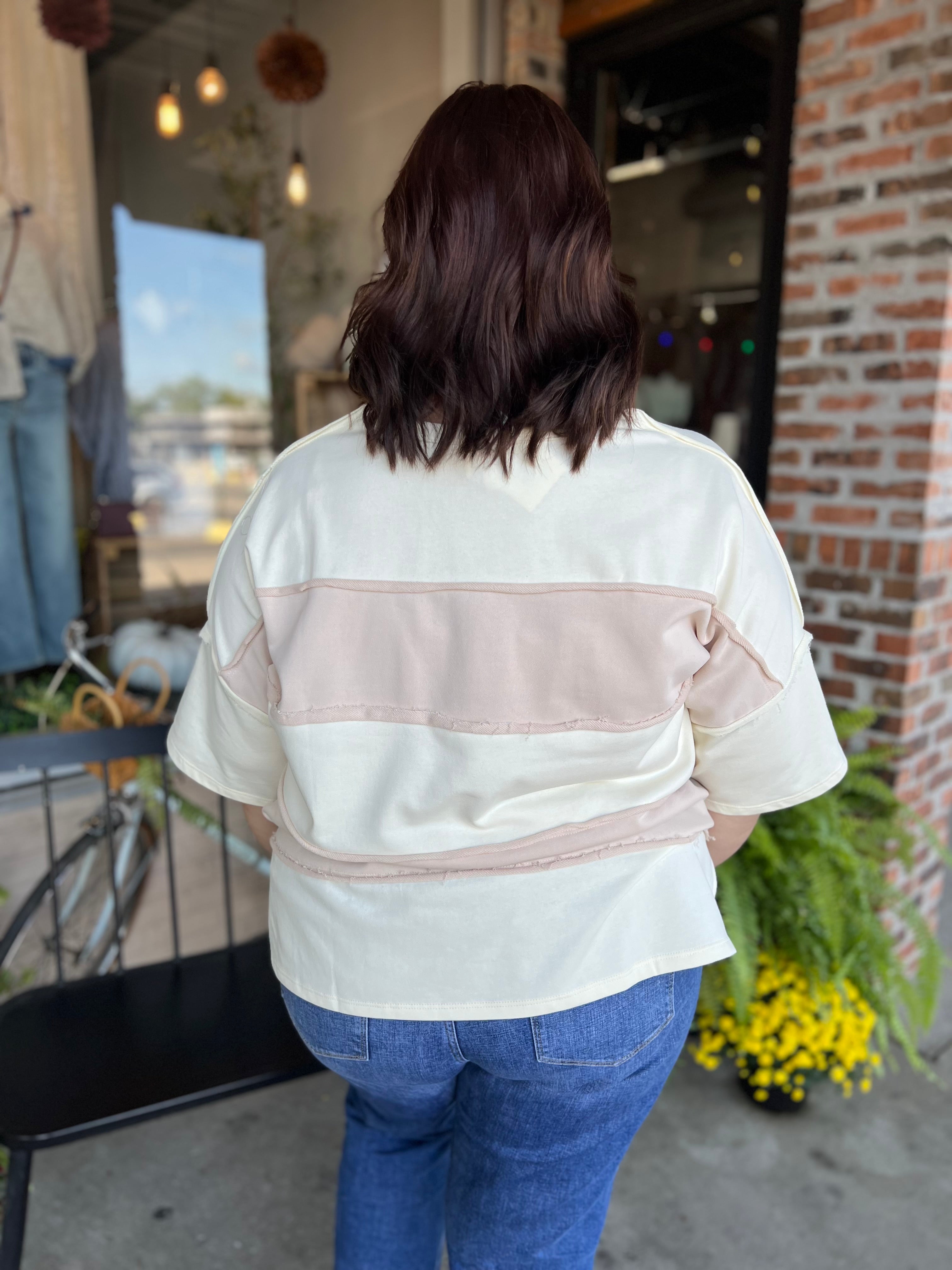 Plus Taupe Block Top