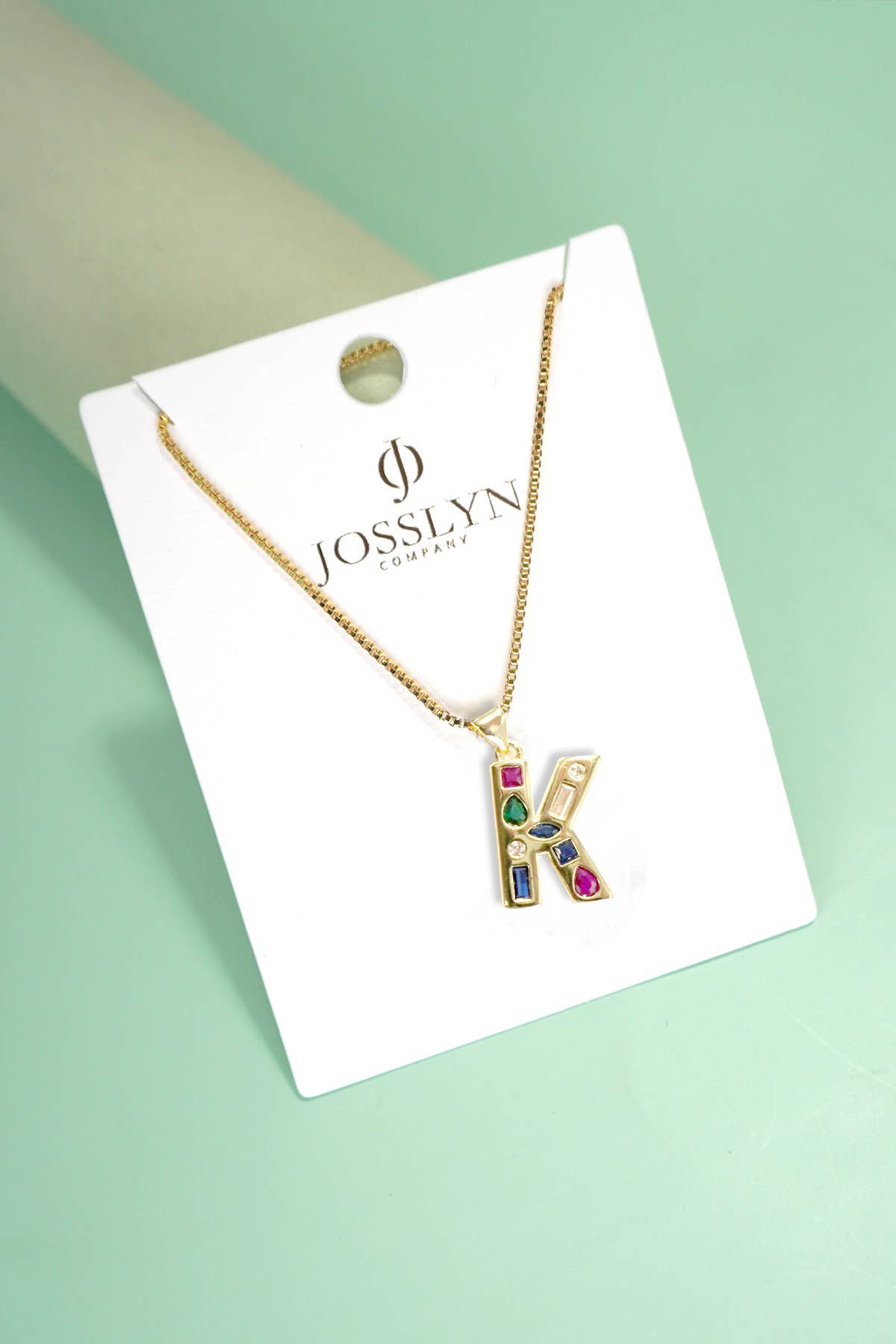 Multi Color Initial Rhinestone Necklace