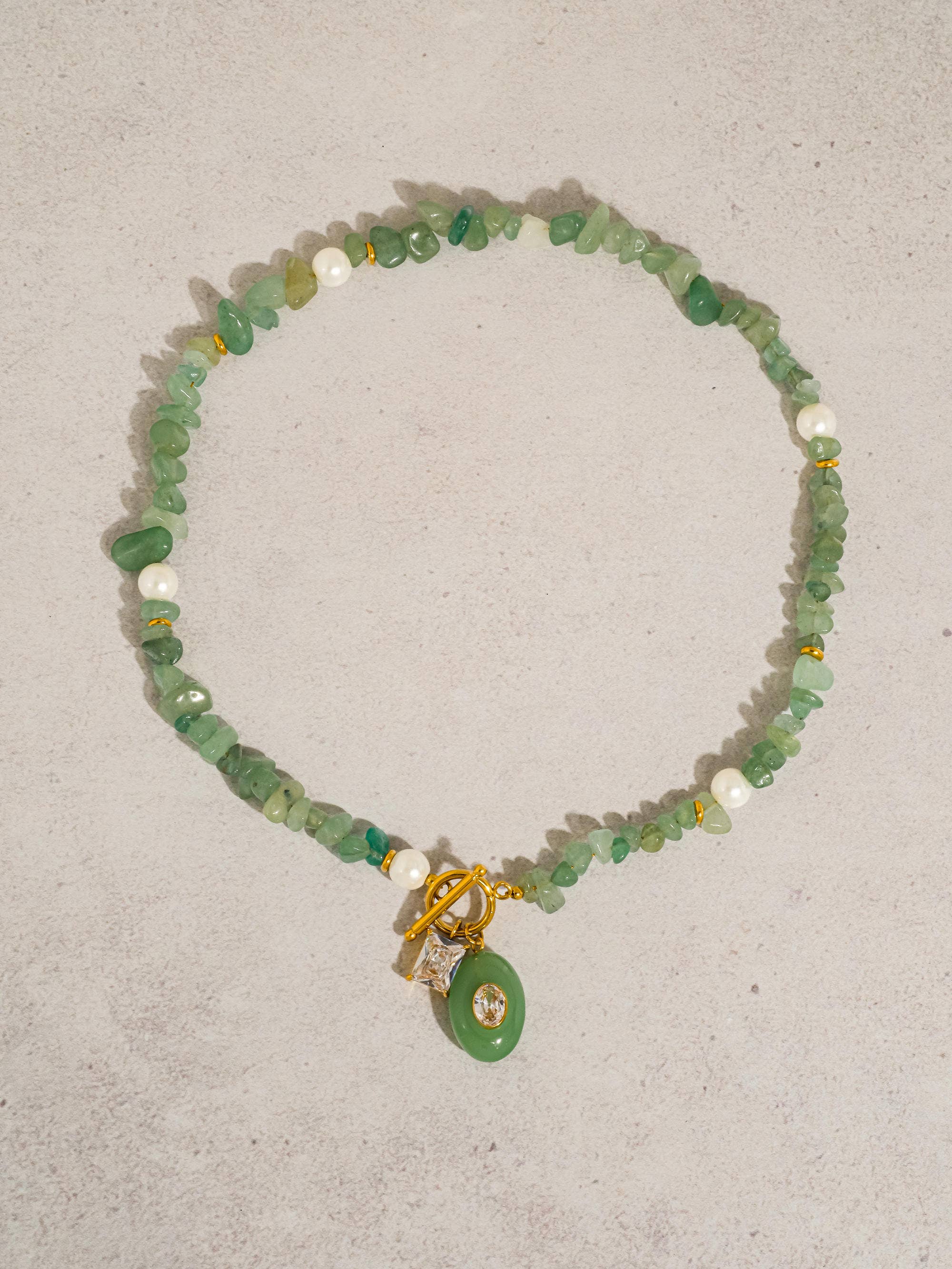 Green Stone Charm Necklace