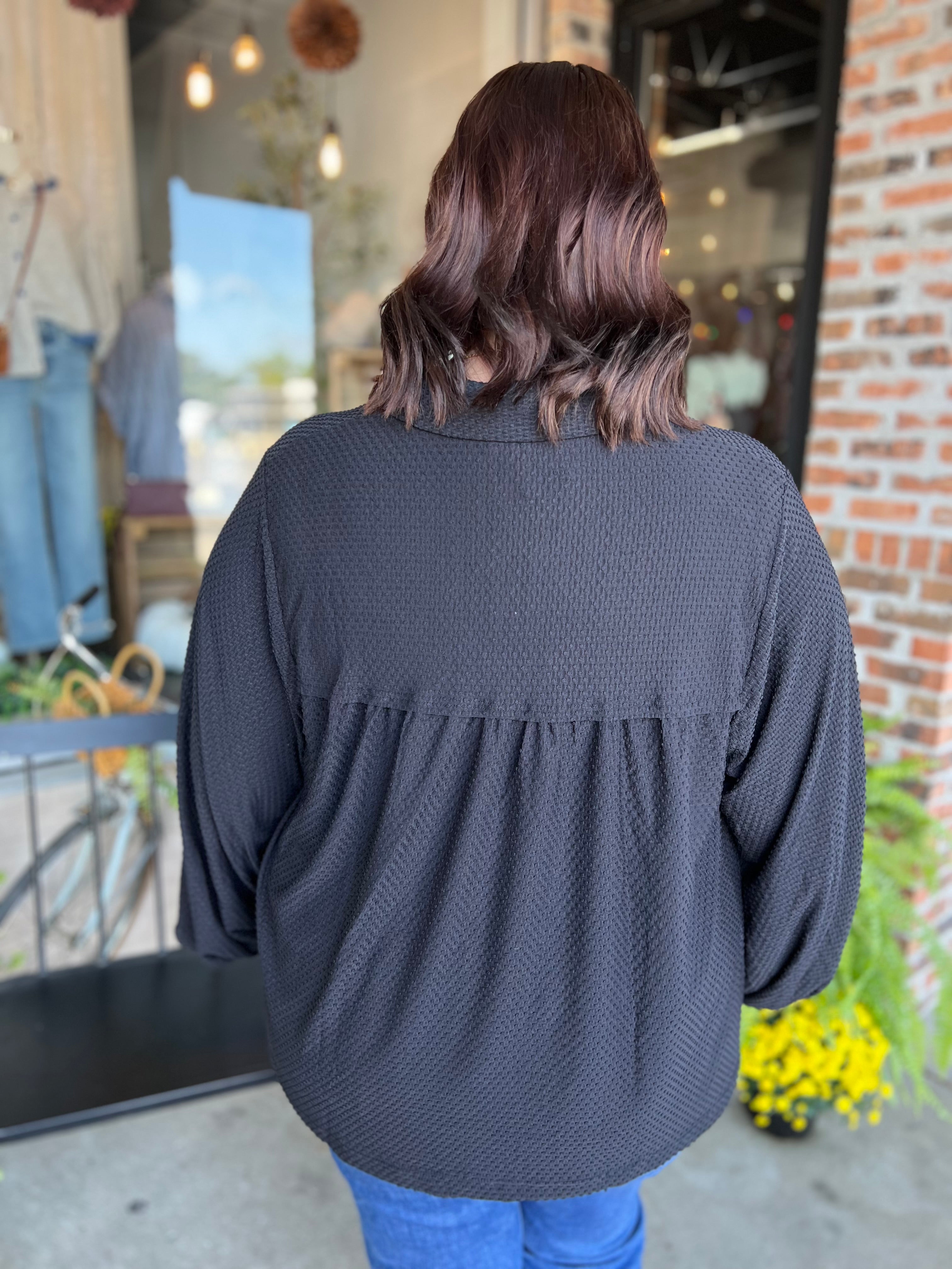Plus Black Jacquard Knit Top