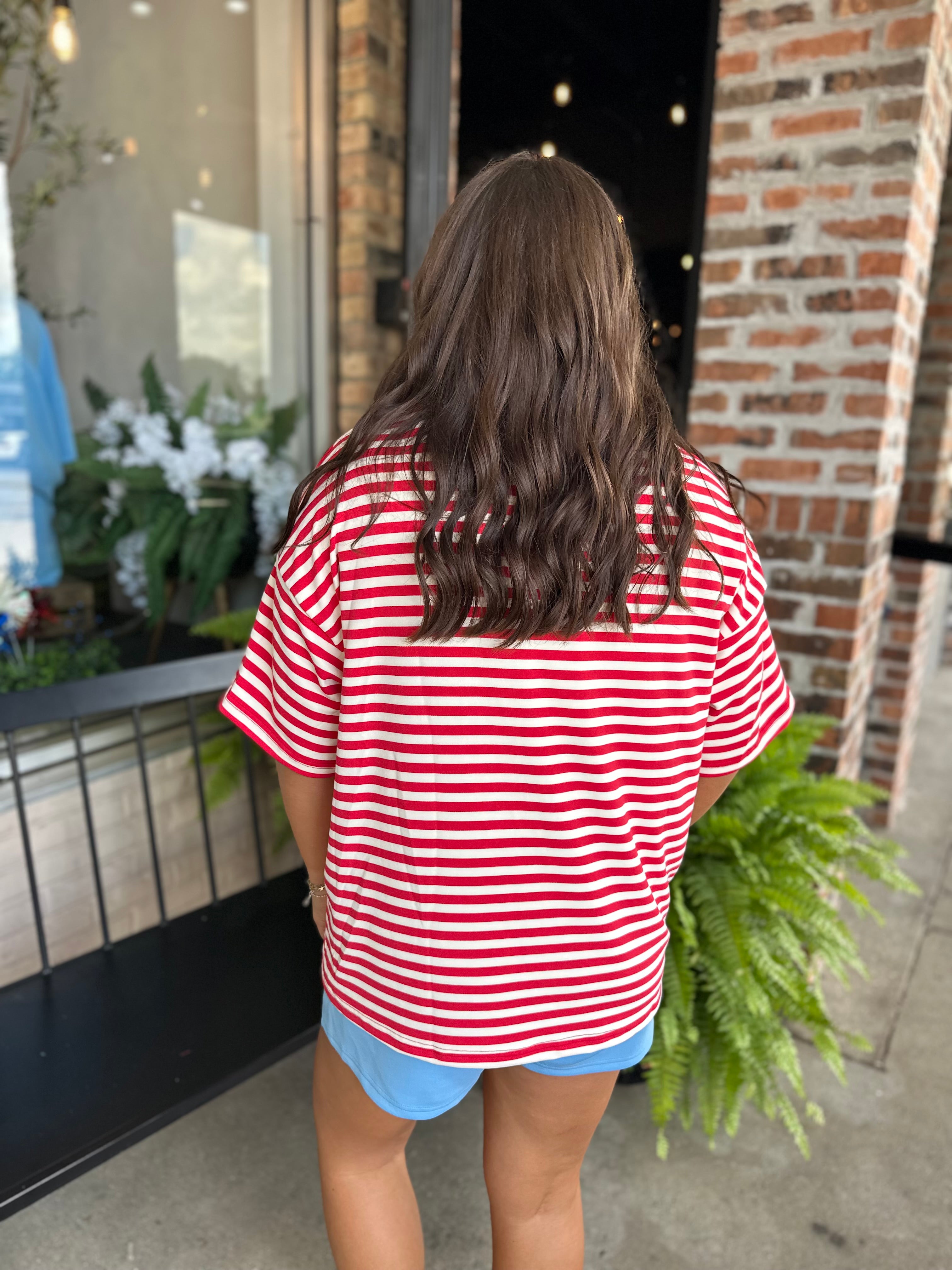 Red Striped Oversized T-shirt