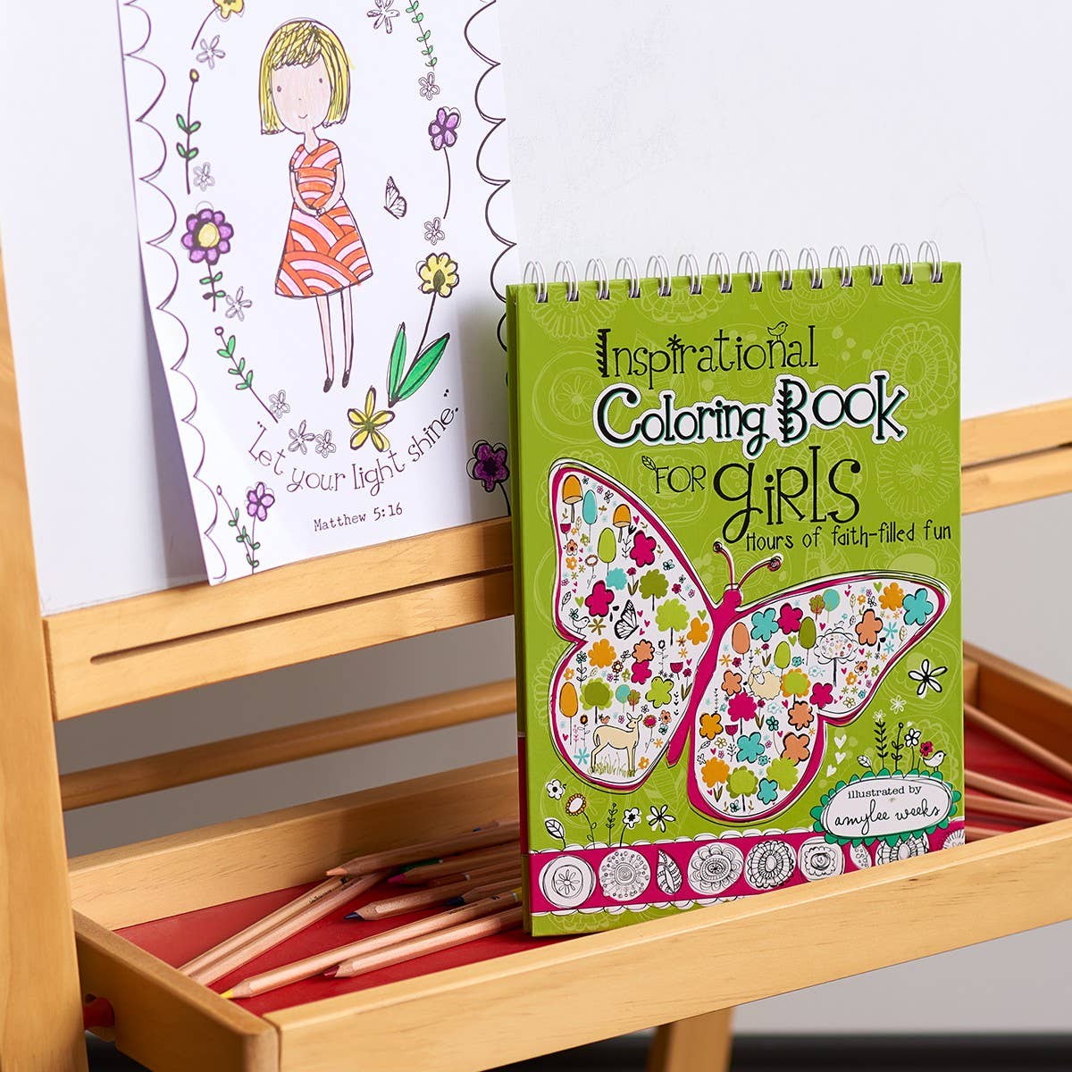 Coloring Book Wirebound Inspirational for Girls