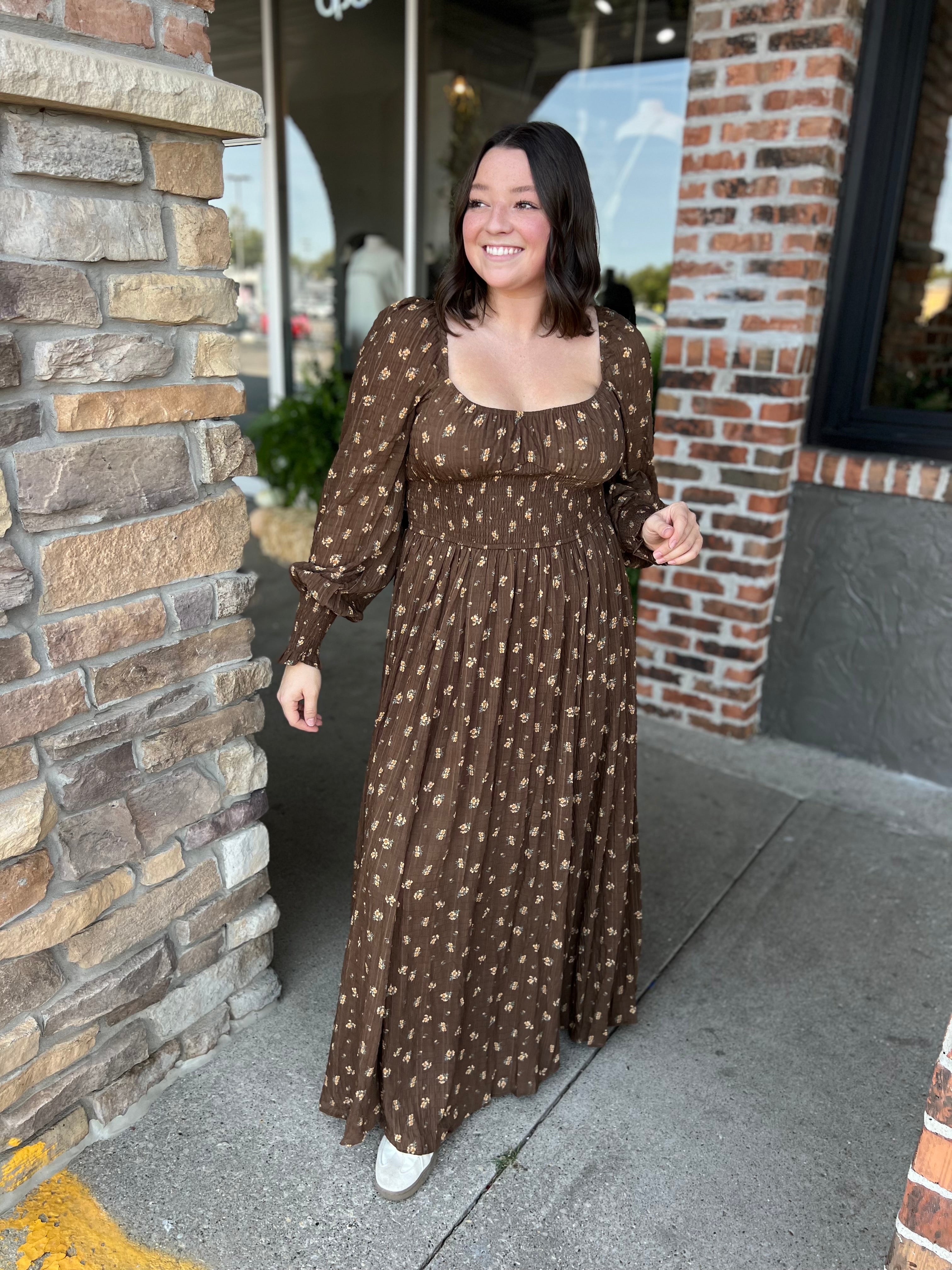 Chestnut Floral Maxi Dress