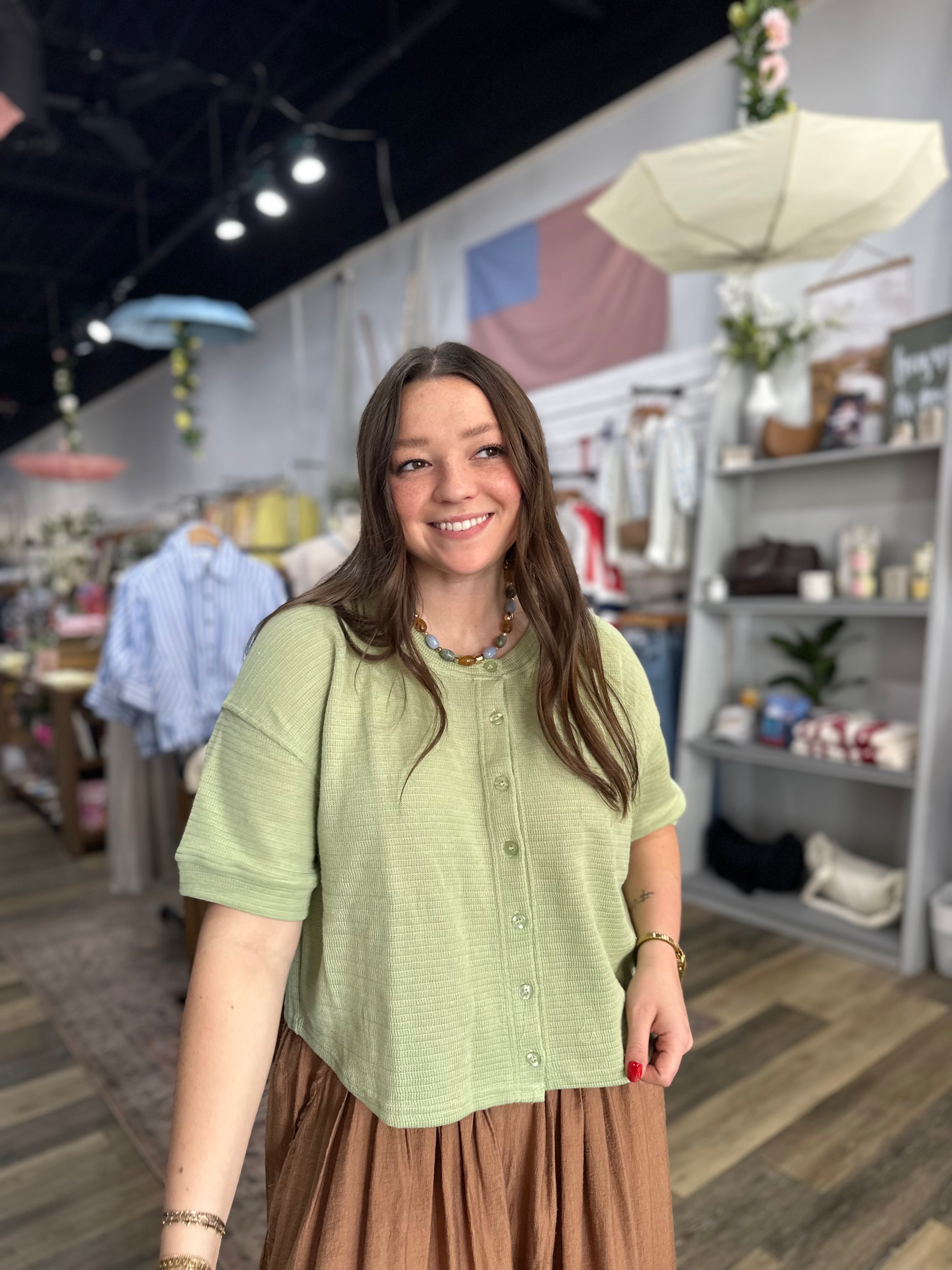 Olive Textured Knit Cardi